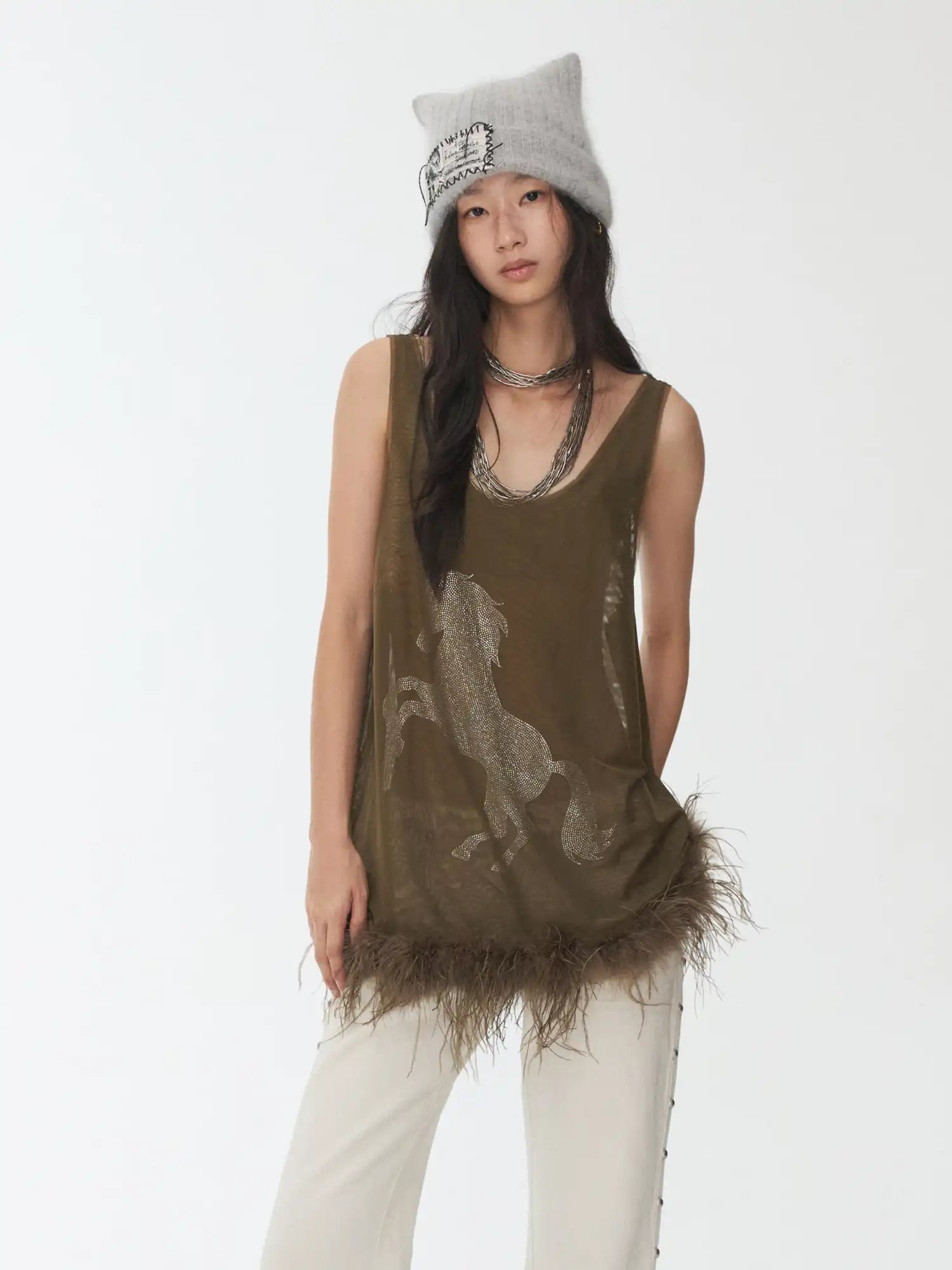 1Jinn Studio Crystal Horse Sheer Mesh Tank | Canton Collective