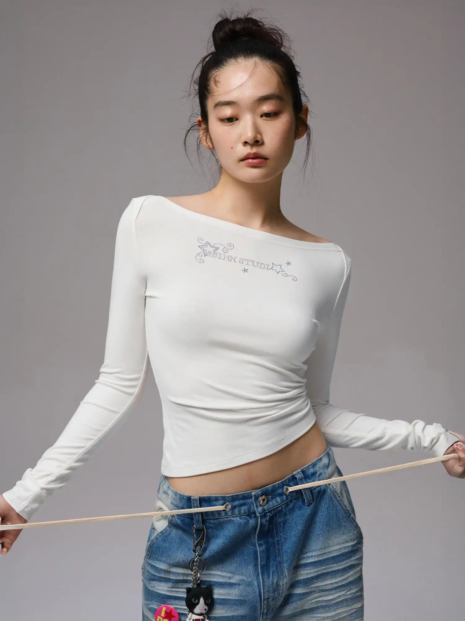 1Jinn Studio Crystal Letter Top Off Shoulder | Canton Collective