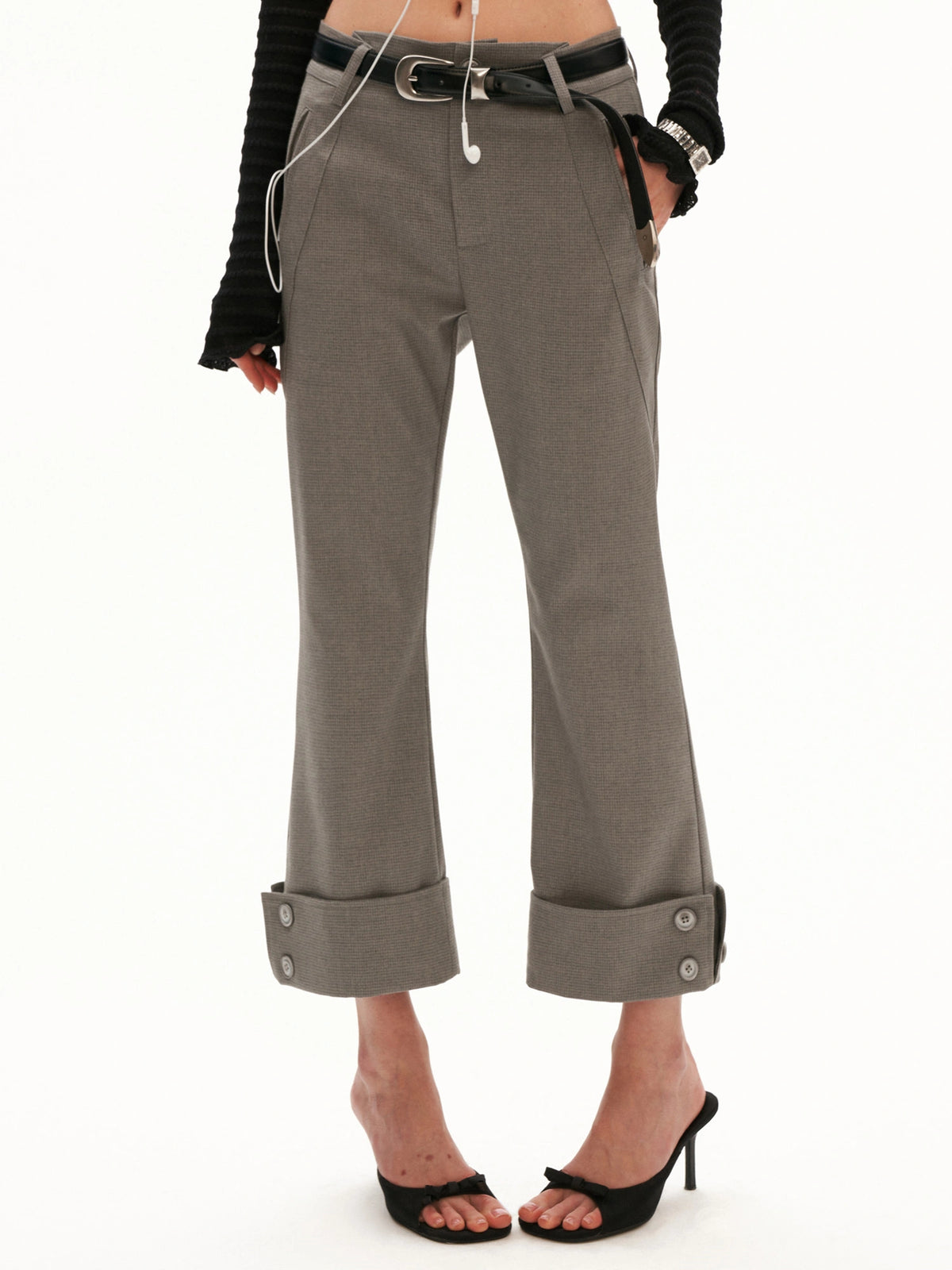 MAMC Cuffed Cropped Flared Tailored Trousers | Canton Collective