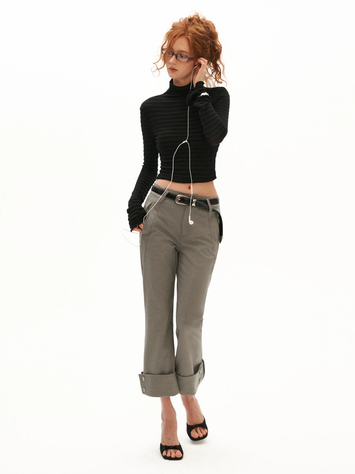 MAMC Cuffed Cropped Flared Tailored Trousers | Canton Collective
