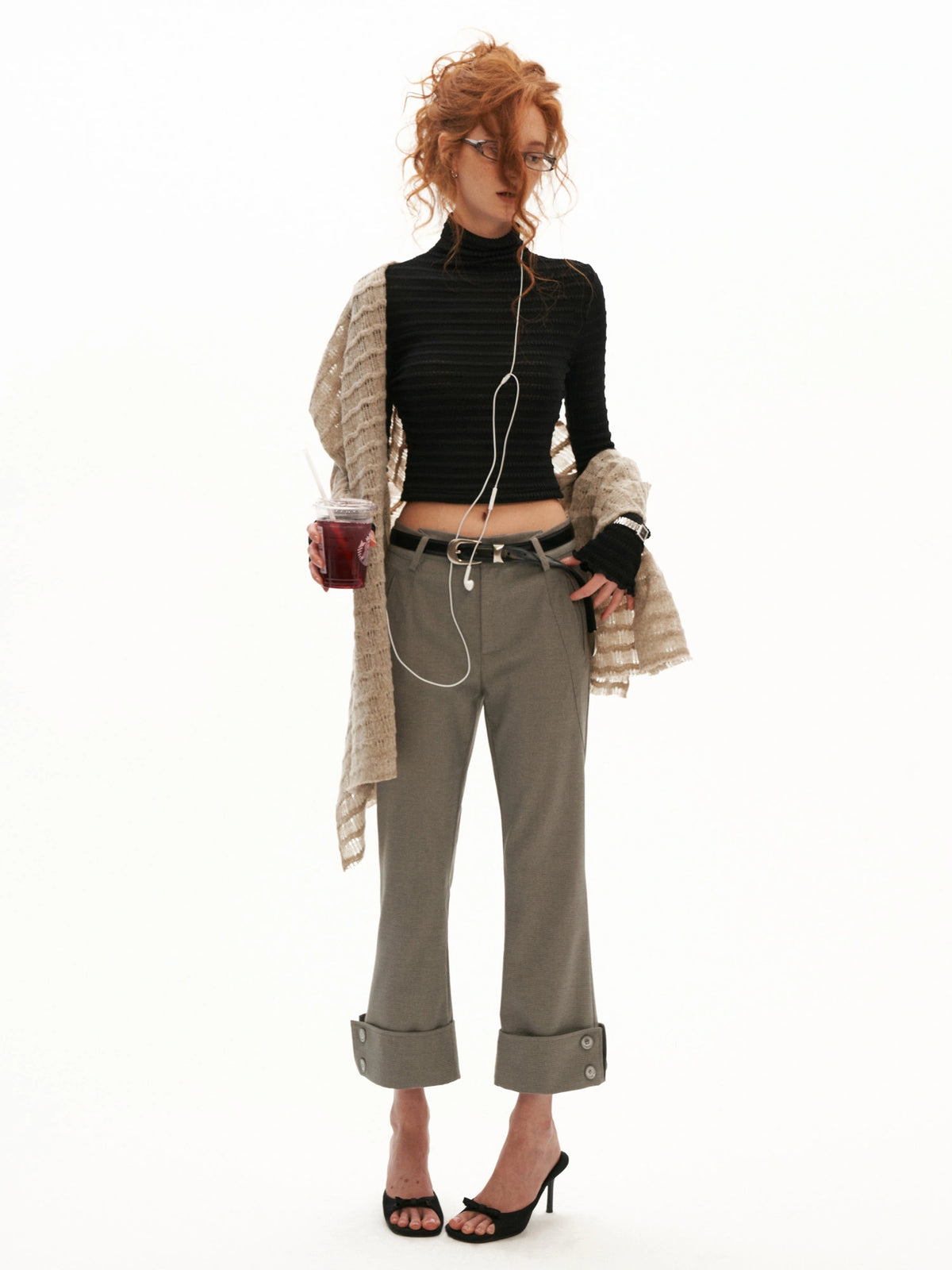 MAMC Cuffed Cropped Flared Tailored Trousers | Canton Collective