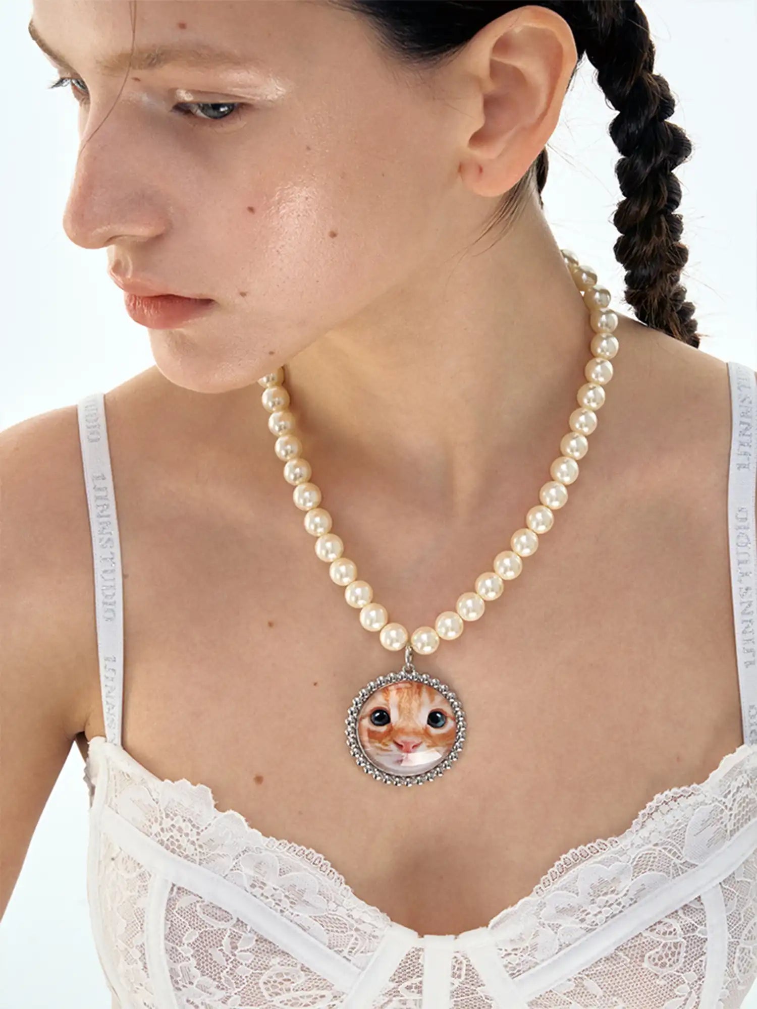 1Jinn M2M Cute Cat Pearl Necklace | Canton Collective