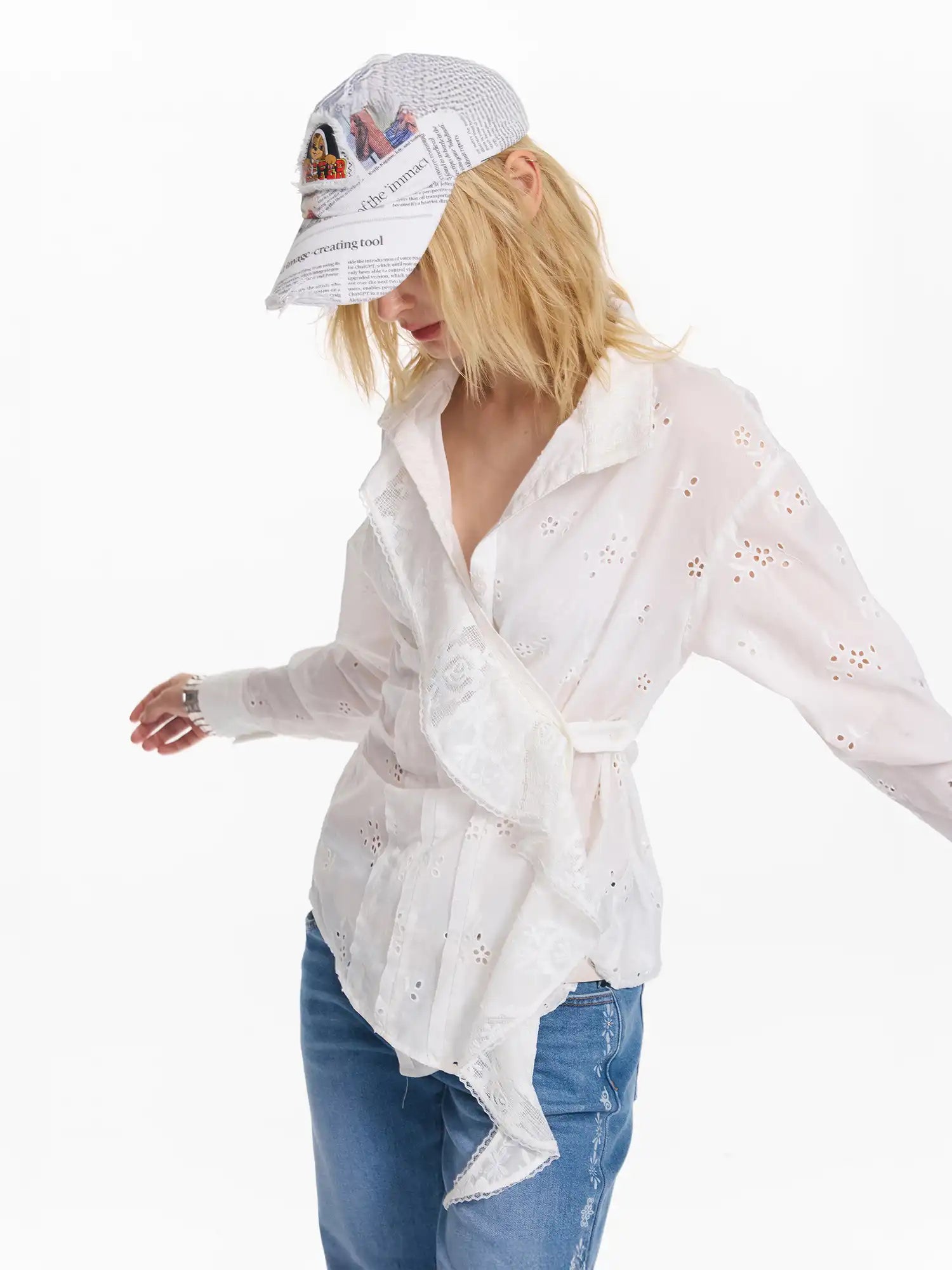 2th Desire Cutout Embroidered Plaid Shirt | Canton Collective