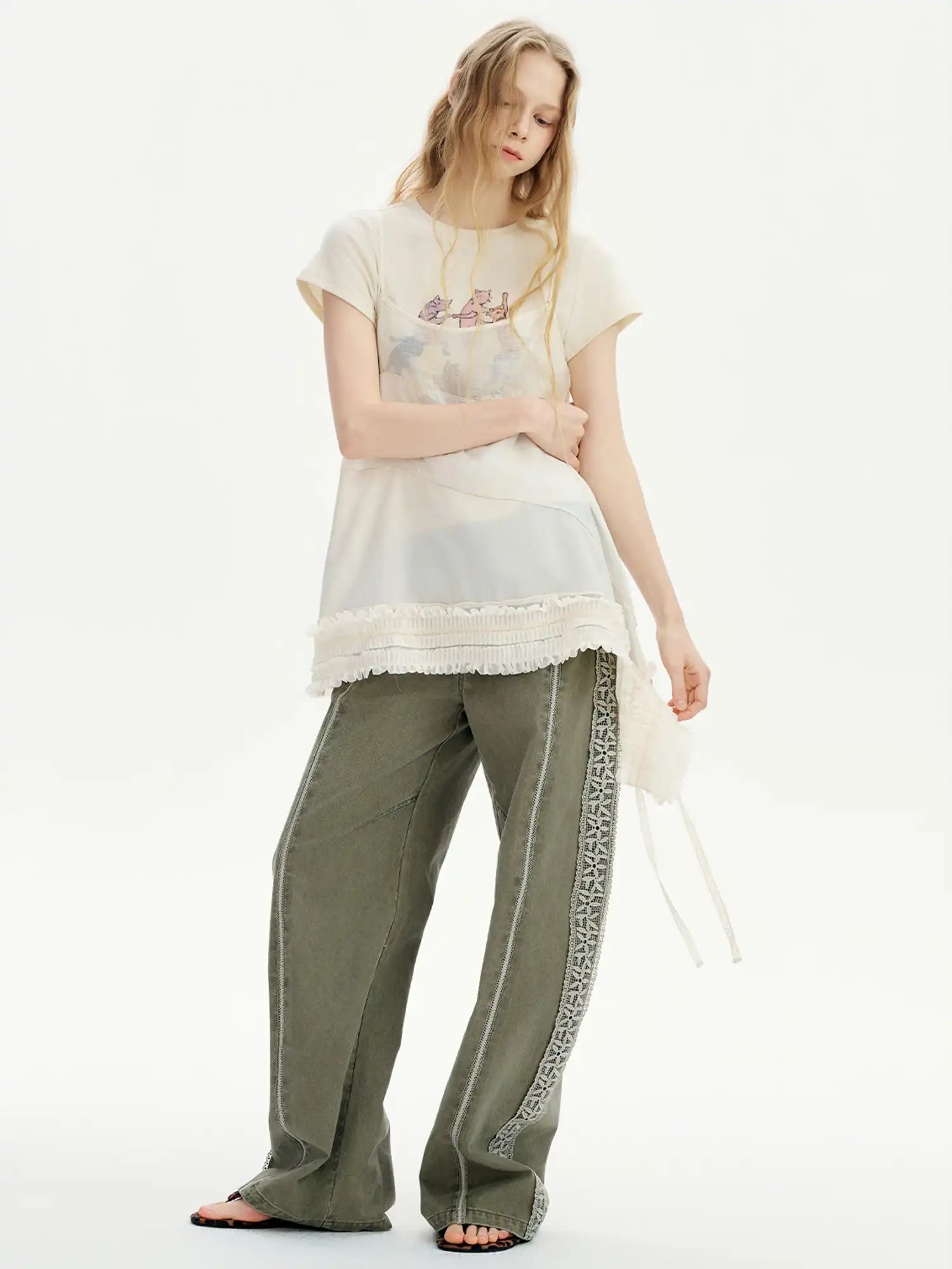 Outtheblue Dancing Cat Cotton Jersey Short Sleeves Crop Top | Canton Collective