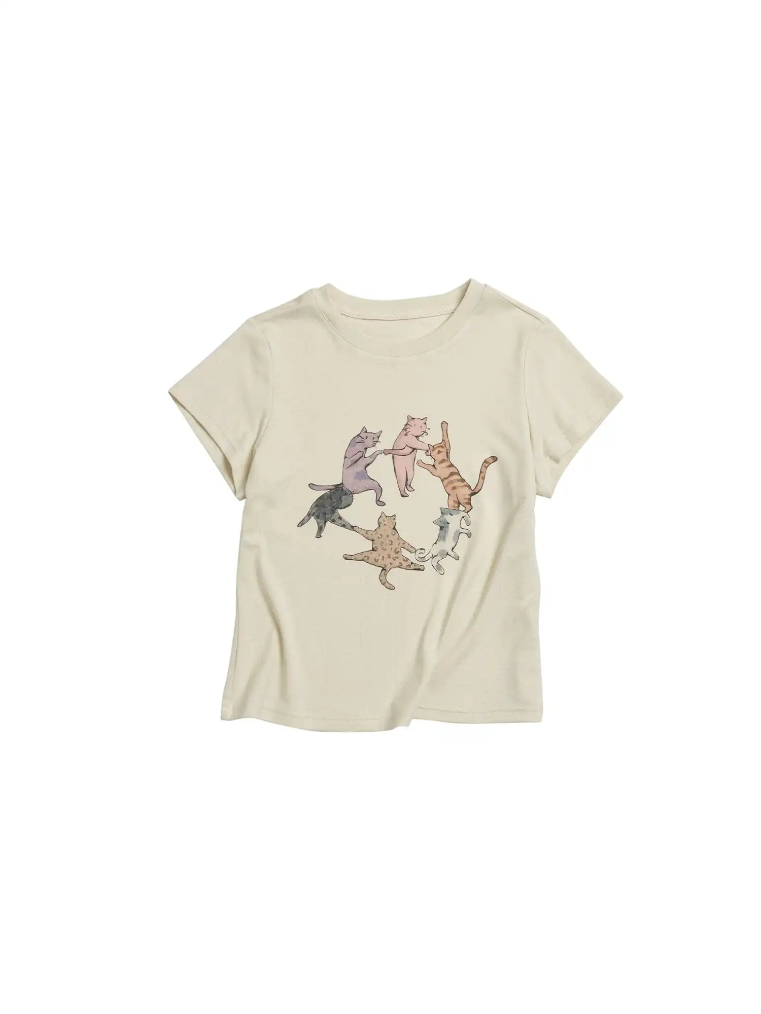 Outtheblue Dancing Cat Cotton Jersey Short Sleeves Crop Top | Canton Collective