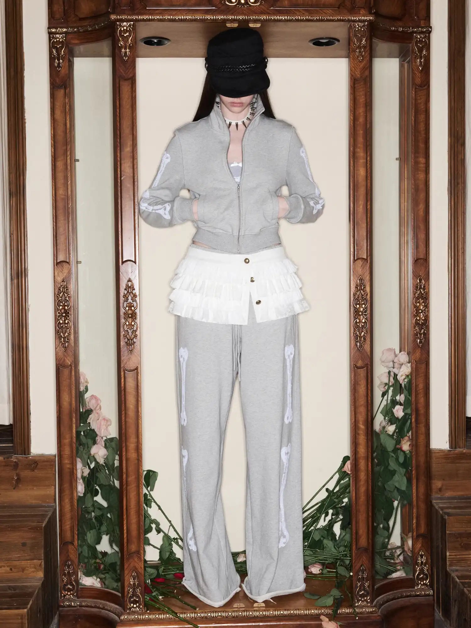 1Jinn Studio Dark Court Fashion Y2K Bone Sequin Sweatshirt | Canton Collective