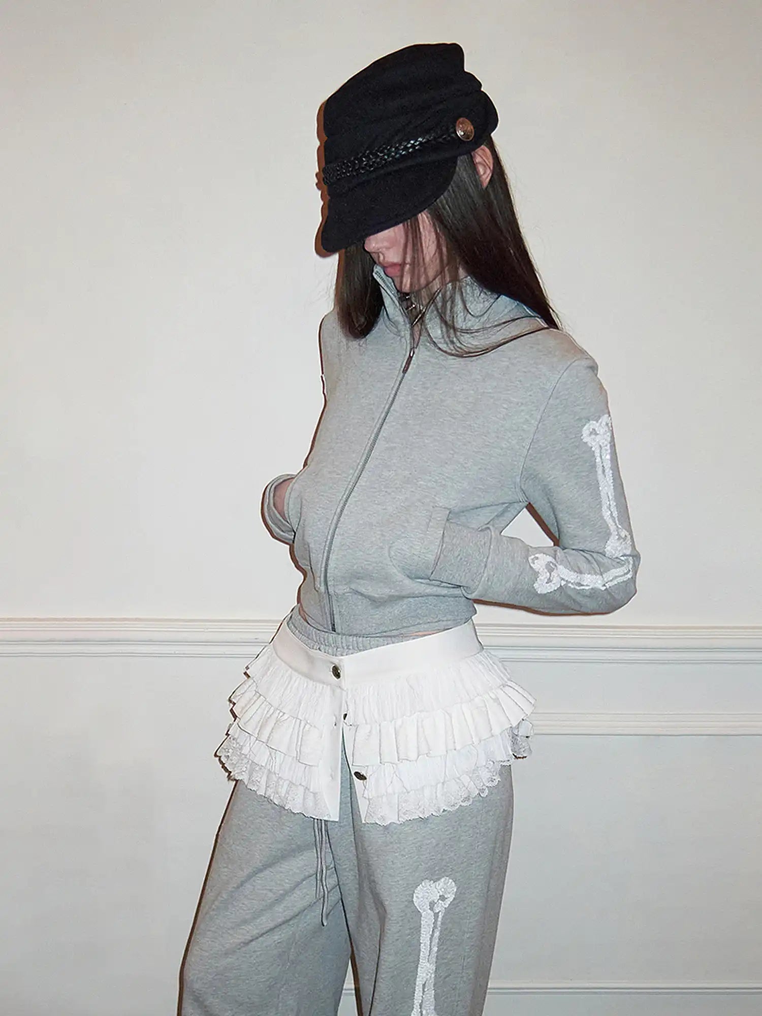 1Jinn Studio Dark Court Fashion Y2K Bone Sequin Sweatshirt | Canton Collective