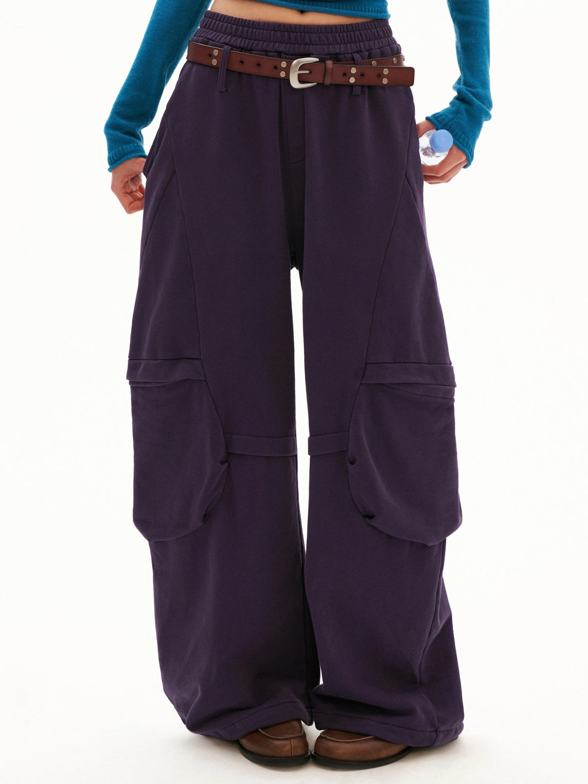 MAMC Dark Plum Cotton Wide Leg Sweatpants | Canton Collective