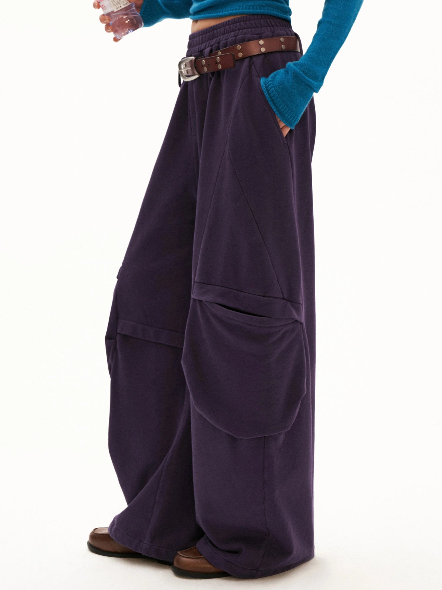 MAMC Dark Plum Cotton Wide Leg Sweatpants | Canton Collective
