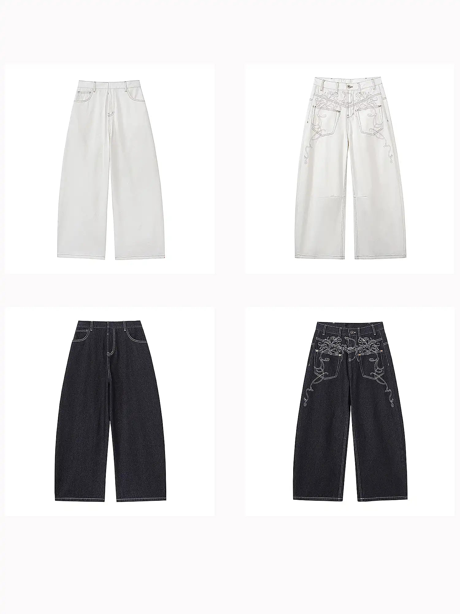 Deleteex Deconstructed Embroidered Low Rise Wide Leg Jeans | Canton Collective