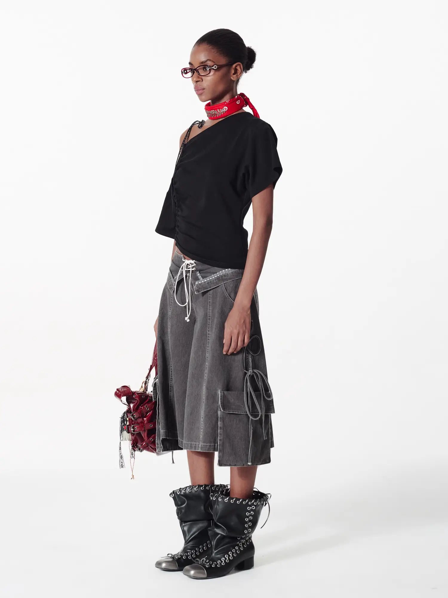 2th Desire Deconstructed Spliced Polka Dot Off-Shoulder Top | Canton Collective