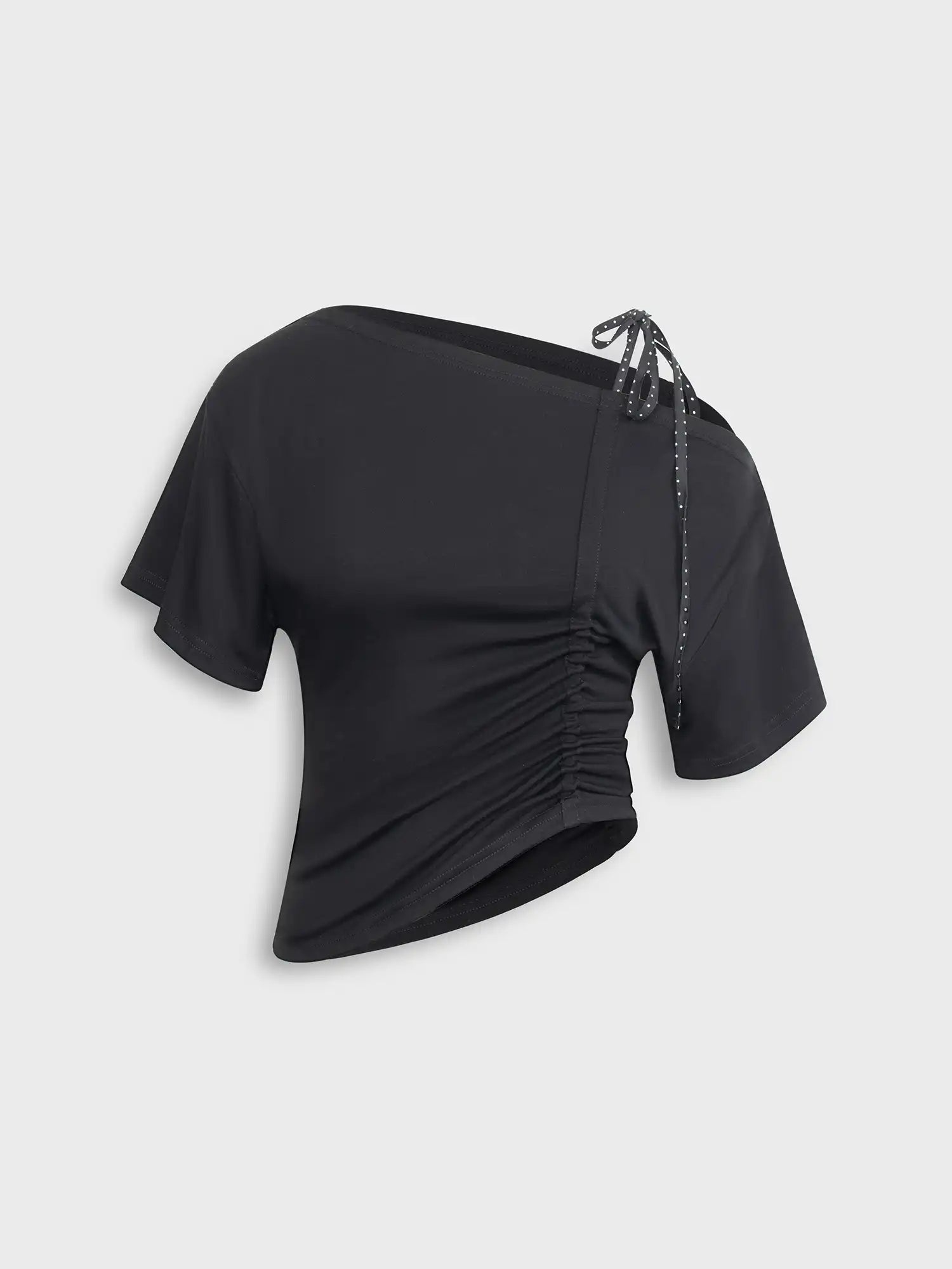 2th Desire Deconstructed Spliced Polka Dot Off-Shoulder Top | Canton Collective