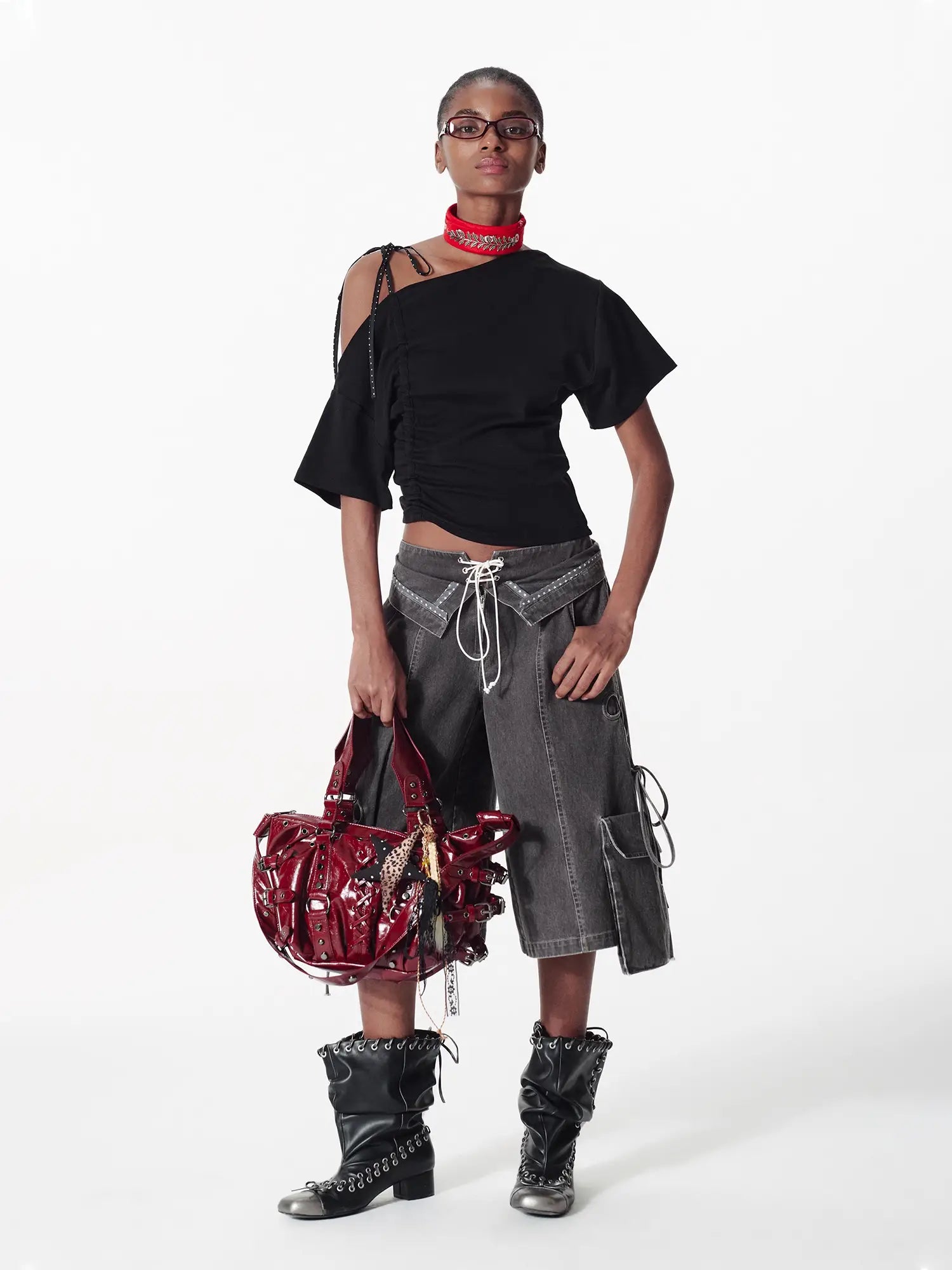 2th Desire Deconstructed Spliced Polka Dot Off-Shoulder Top | Canton Collective