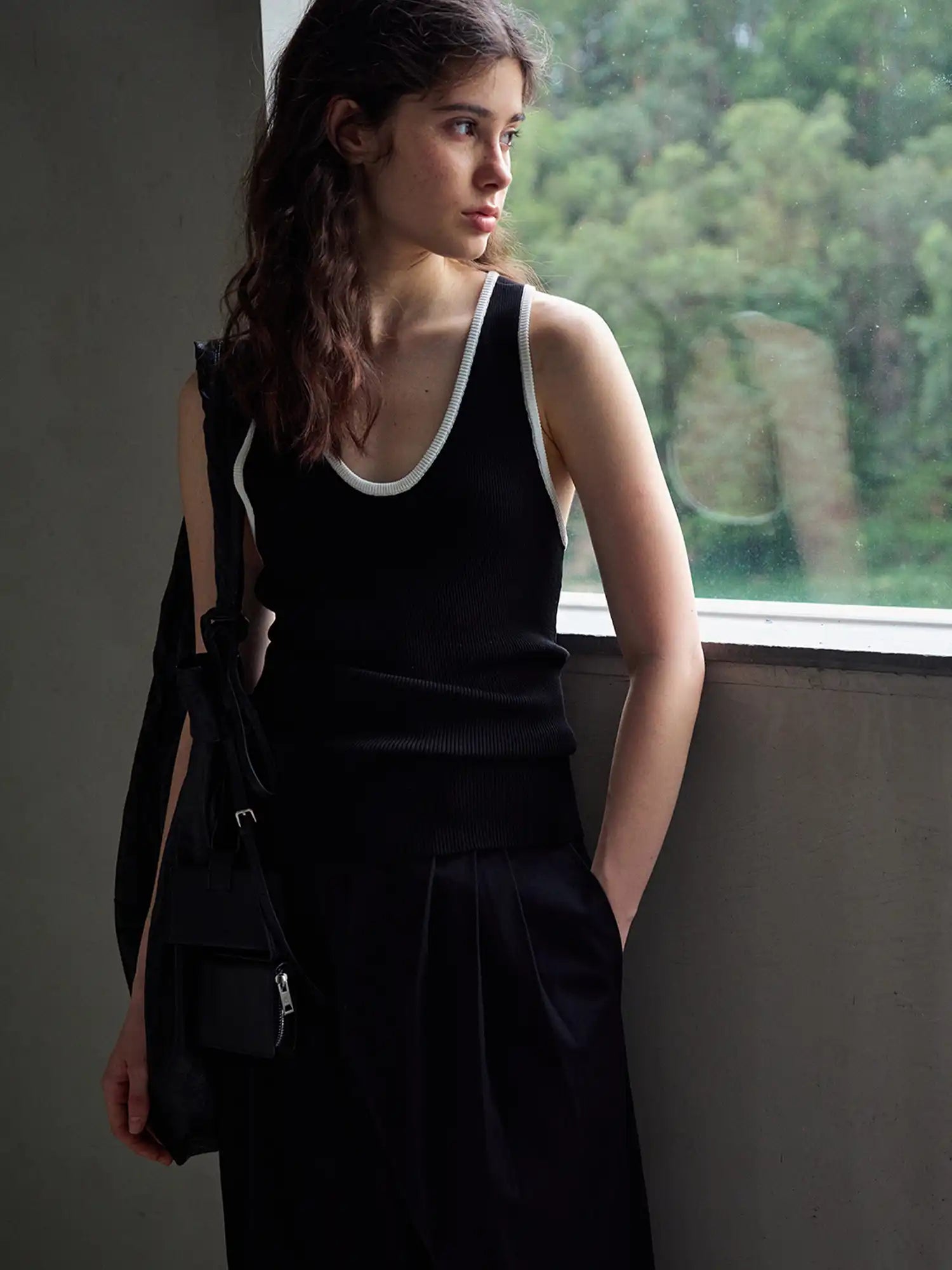 CantonCollective Design Deep Scoop Neckline Ribbed Knit Tank | Canton Collective