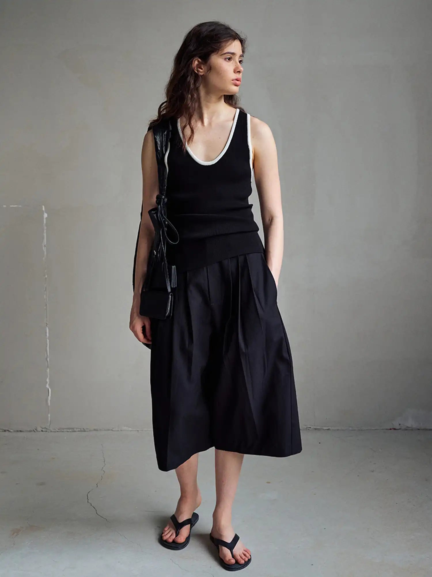 CantonCollective Design Deep Scoop Neckline Ribbed Knit Tank | Canton Collective