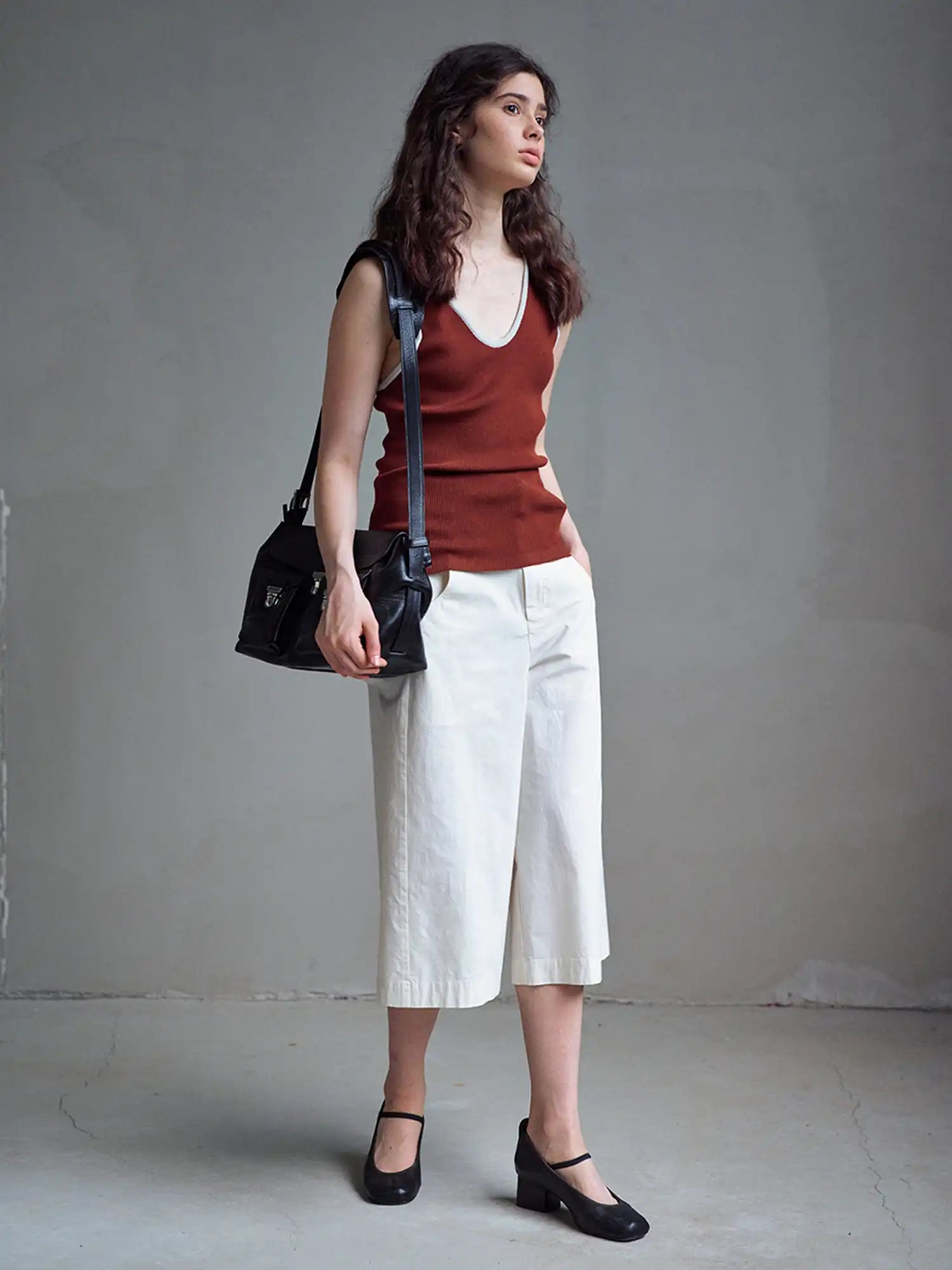CantonCollective Design Deep Scoop Neckline Ribbed Knit Tank | Canton Collective