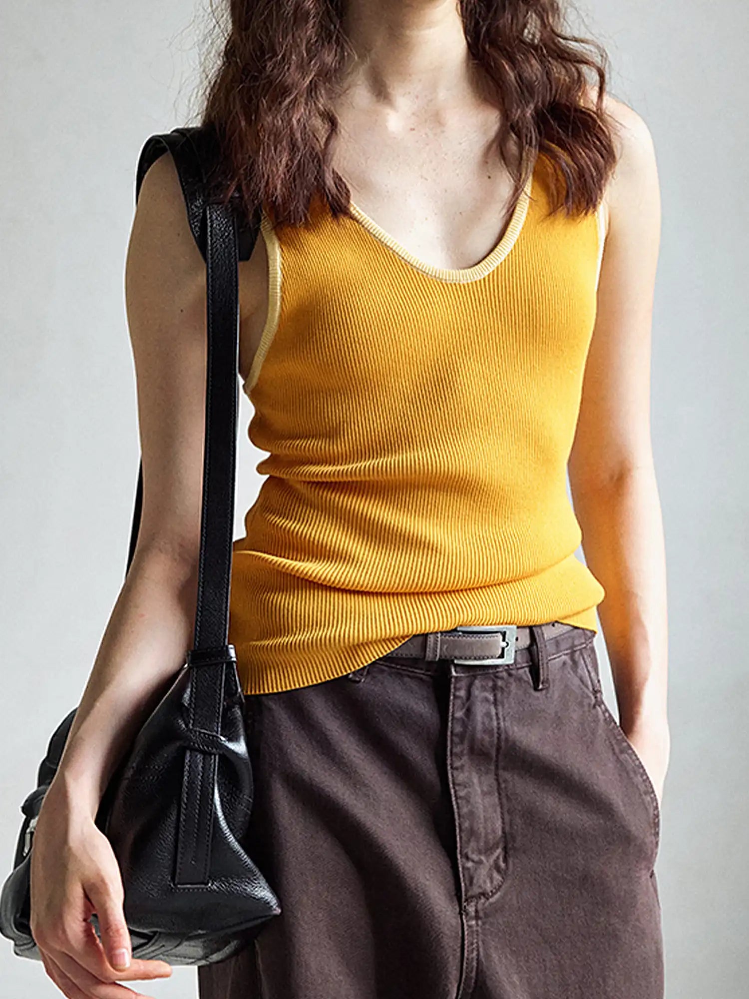 CantonCollective Design Deep Scoop Neckline Ribbed Knit Tank | Canton Collective