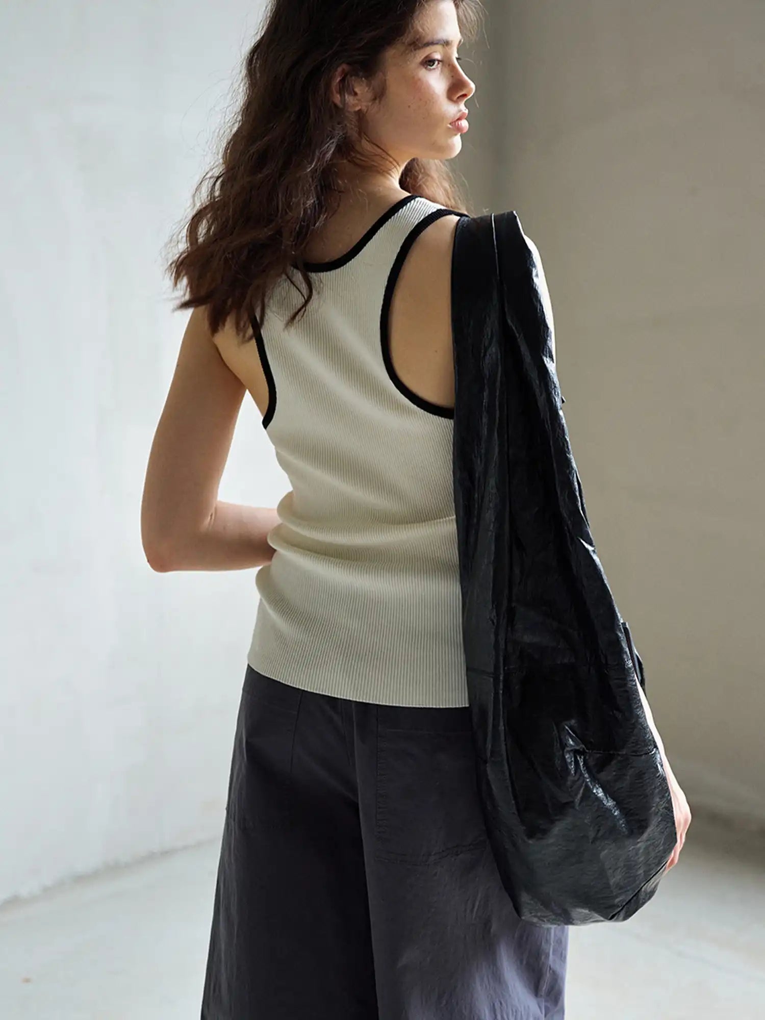CantonCollective Design Deep Scoop Neckline Ribbed Knit Tank | Canton Collective