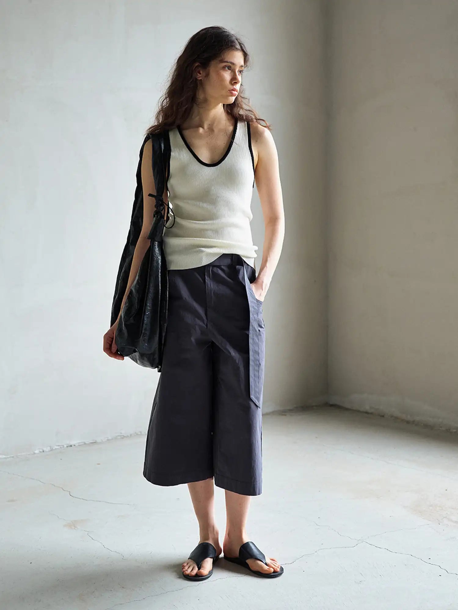 CantonCollective Design Deep Scoop Neckline Ribbed Knit Tank | Canton Collective