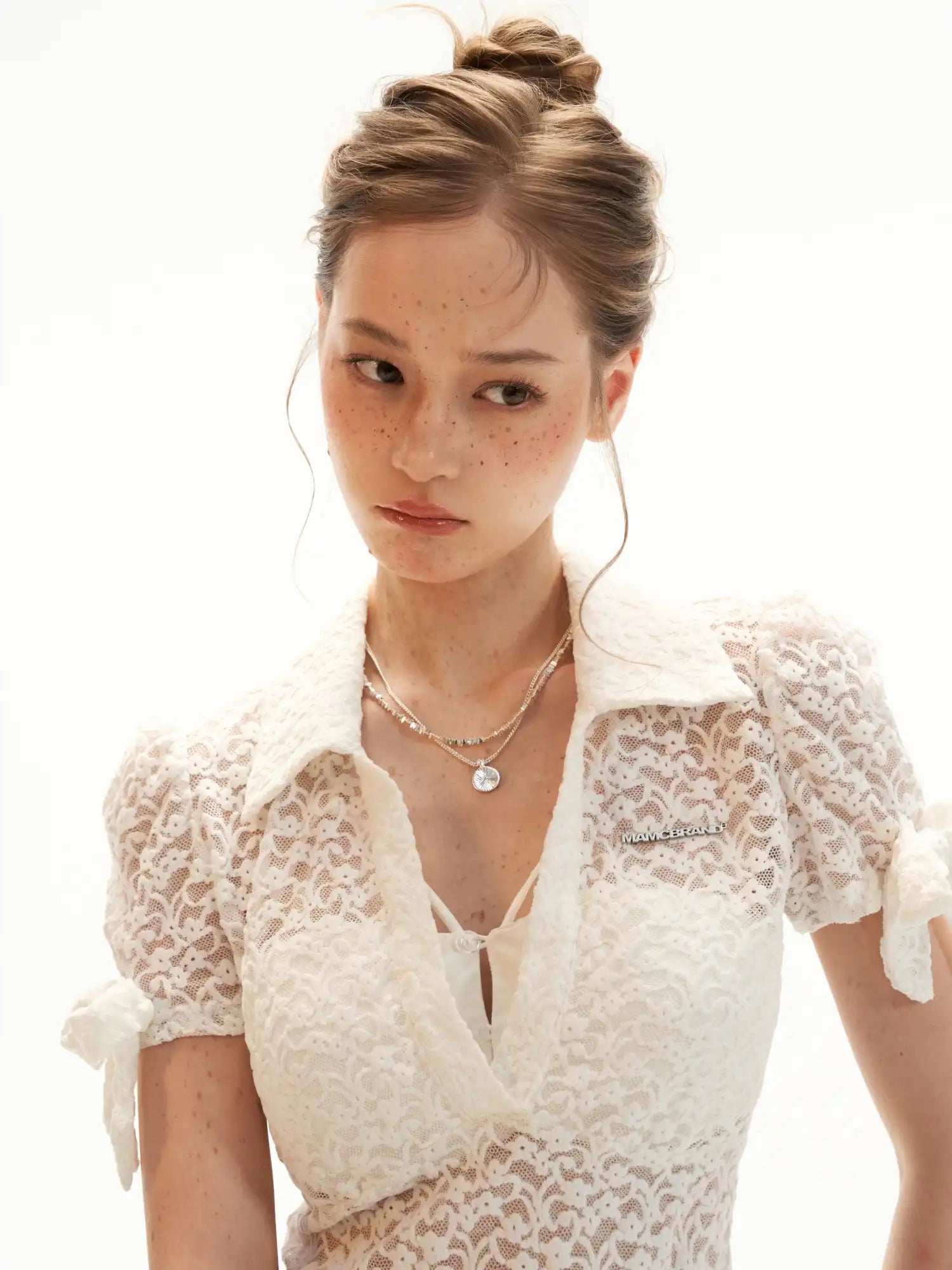 MAMC Deep V-Neck Floral Lace Top | Canton Collective