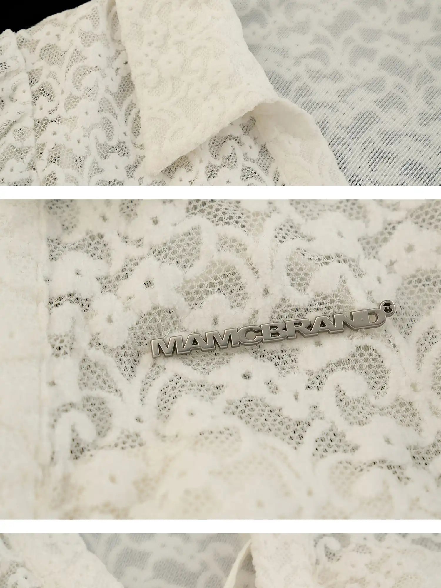 MAMC Deep V-Neck Floral Lace Top | Canton Collective