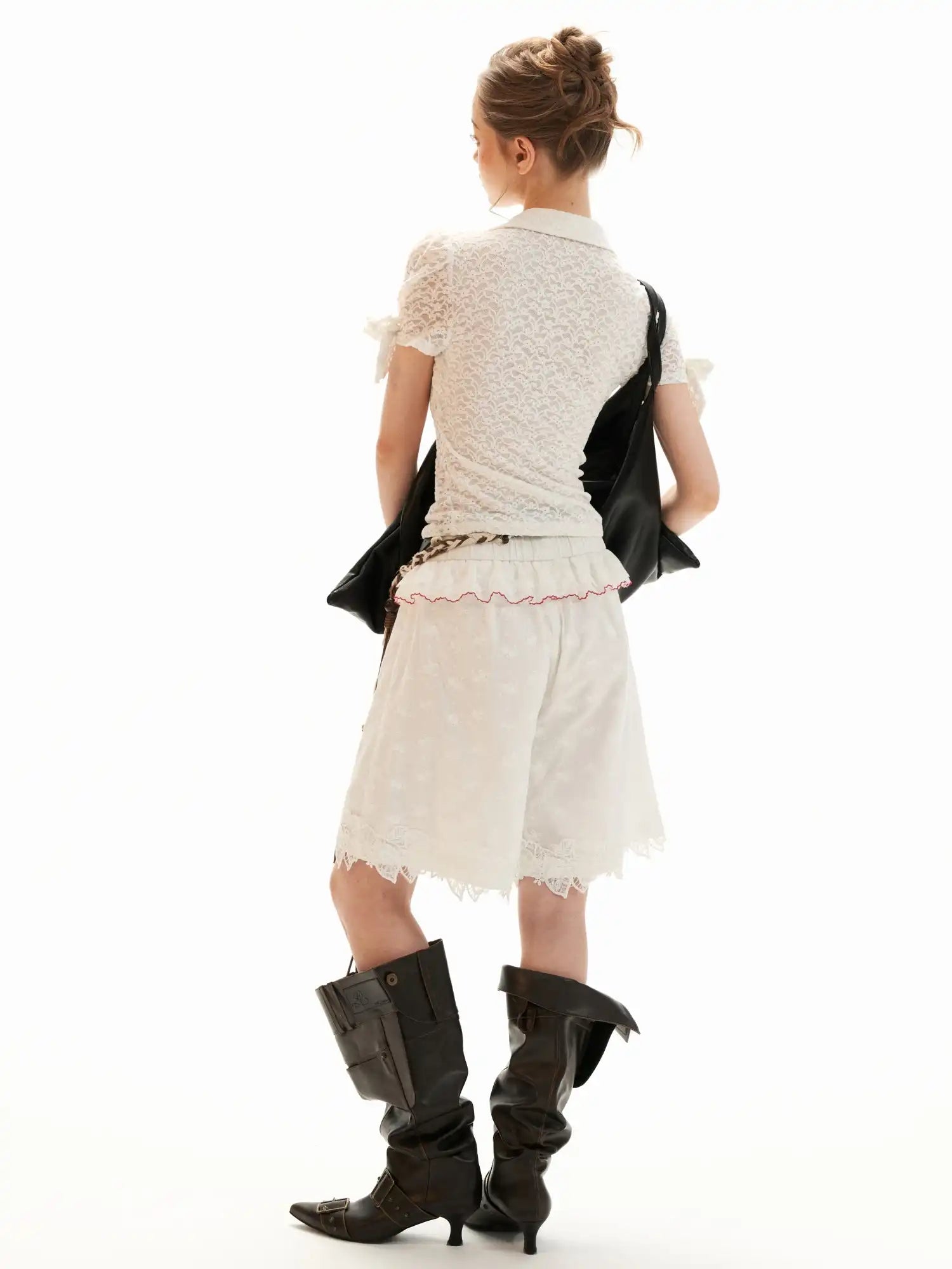 MAMC Deep V-Neck Floral Lace Top | Canton Collective