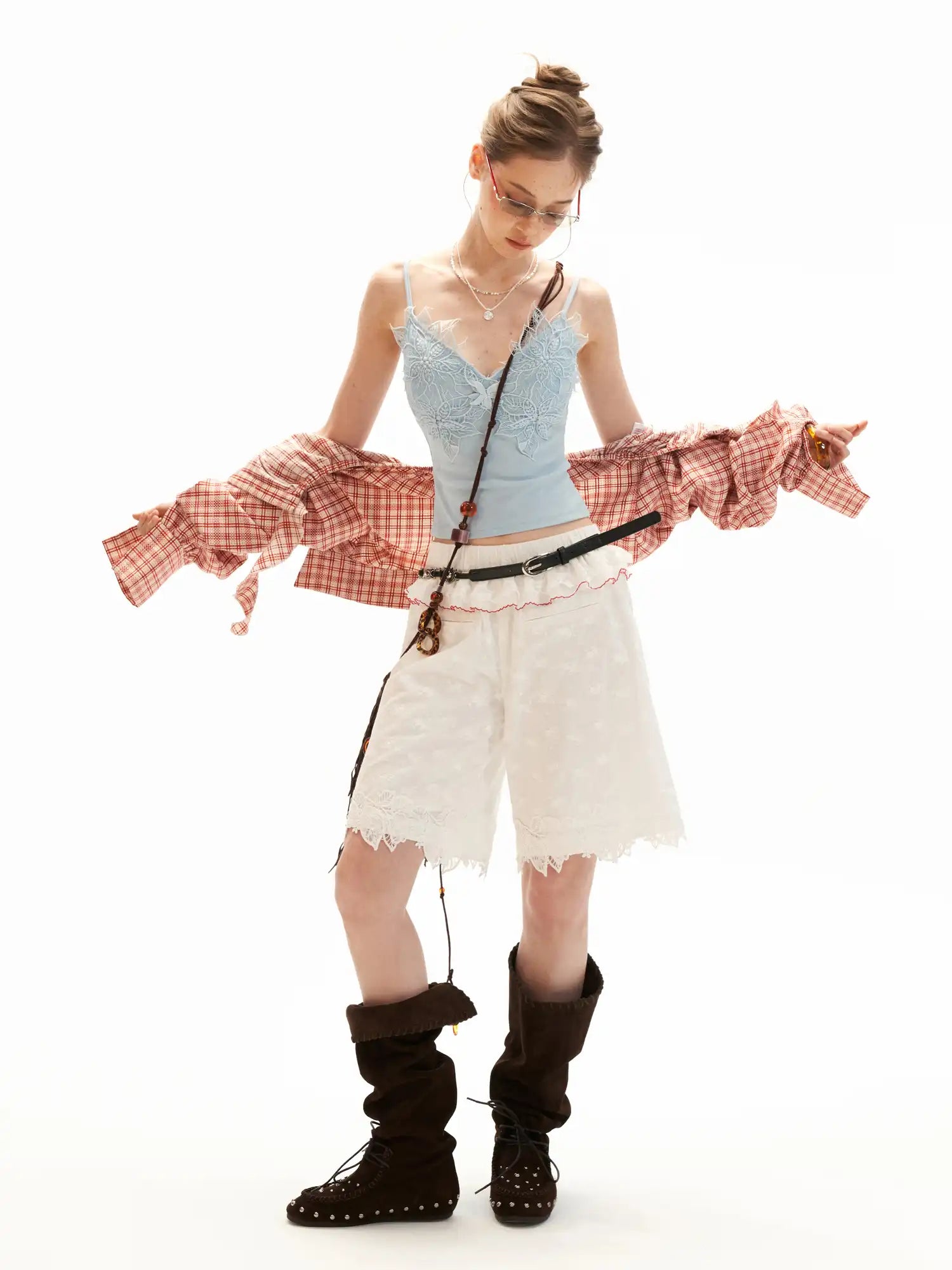 MAMC Deep V-Neck Lace Overlay Camisole Top | Canton Collective
