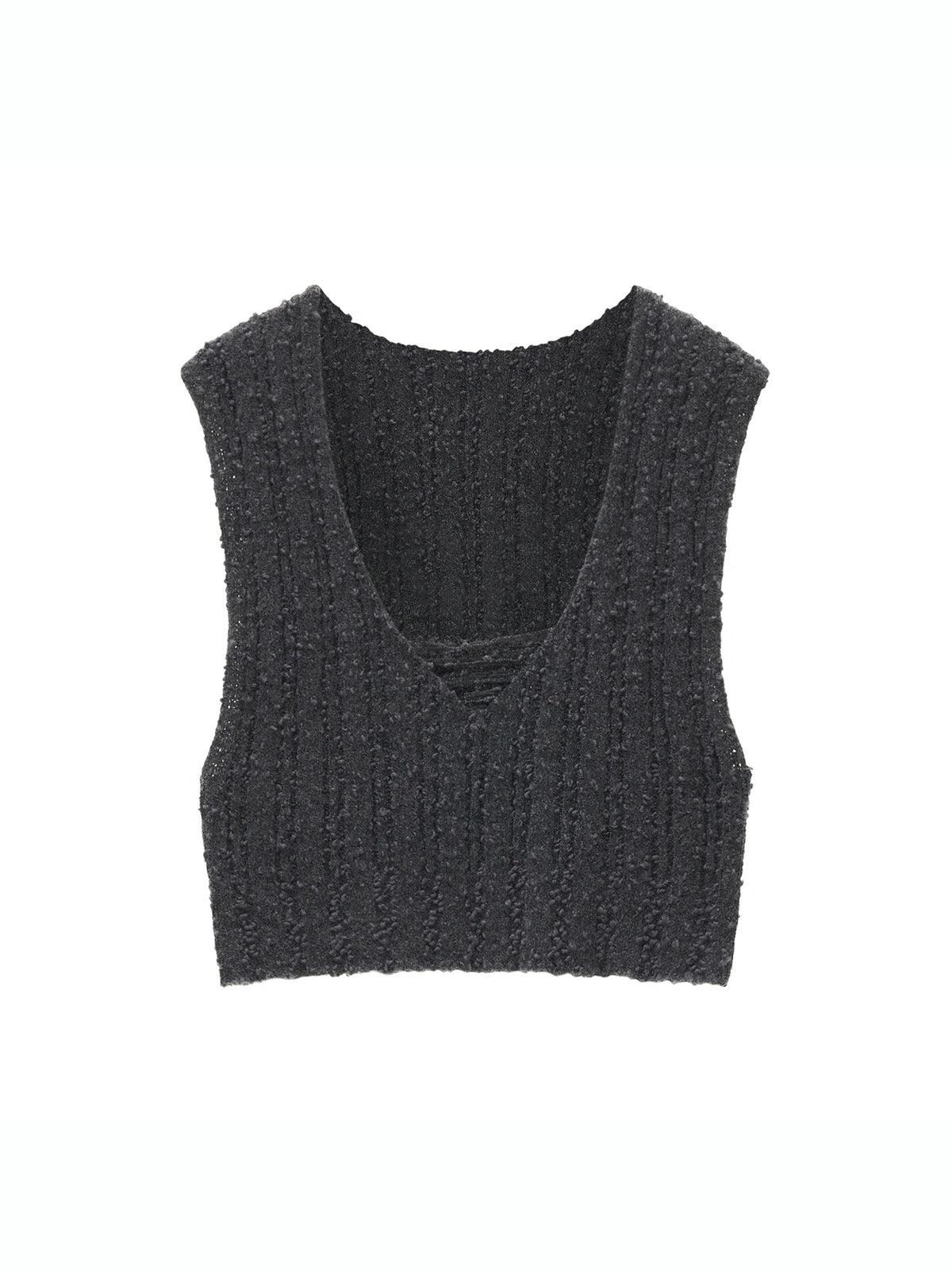 MAMC Deep V Cropped Boucle Sweater Vest | Canton Collective