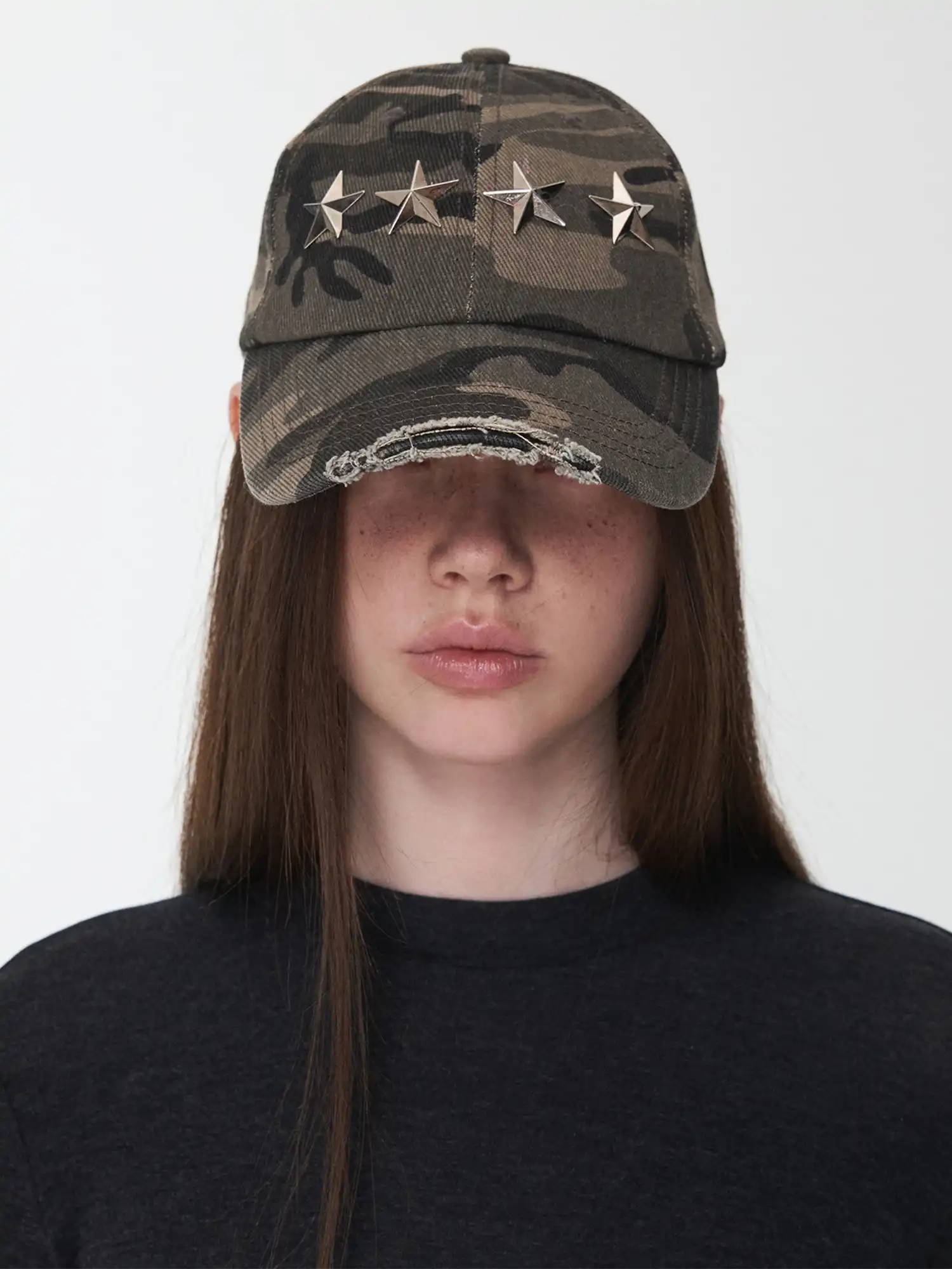 1Jinn Studio Distressed Camo Baseball Cap | Canton Collective