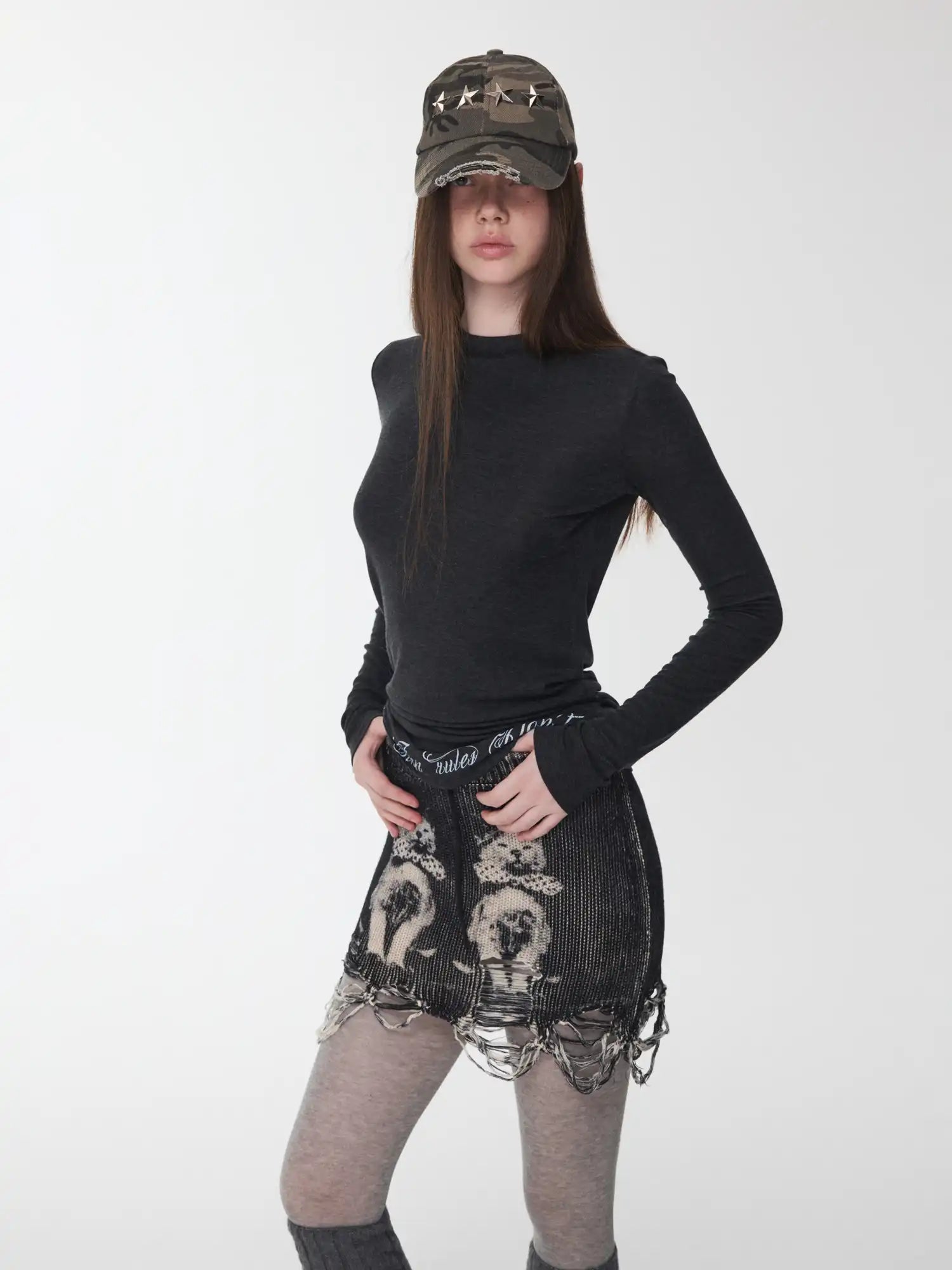 1Jinn Studio Distressed Camo Baseball Cap | Canton Collective