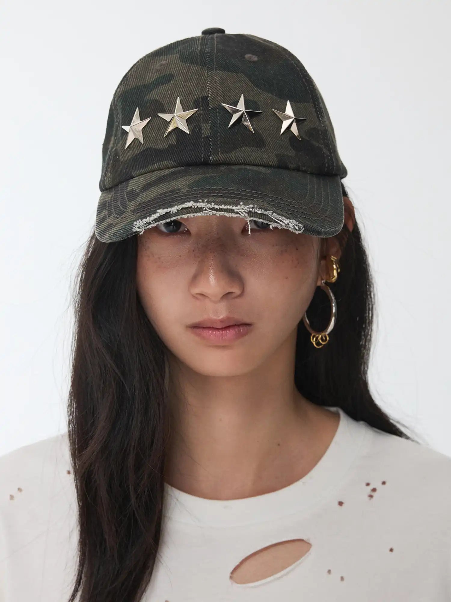 1Jinn Studio Distressed Camo Baseball Cap | Canton Collective