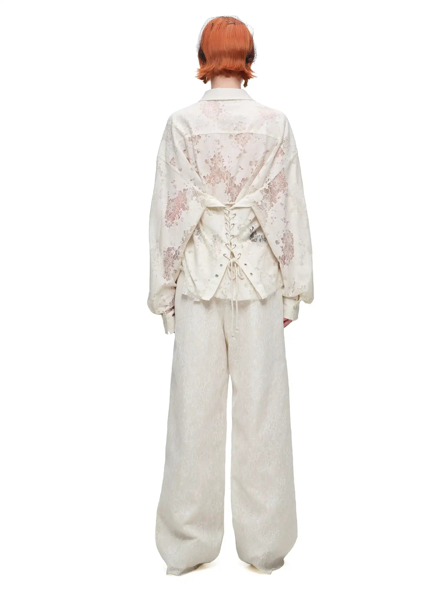 1Jinn Studio Distressed Lace-Panel Baggy Jeans | Canton Collective