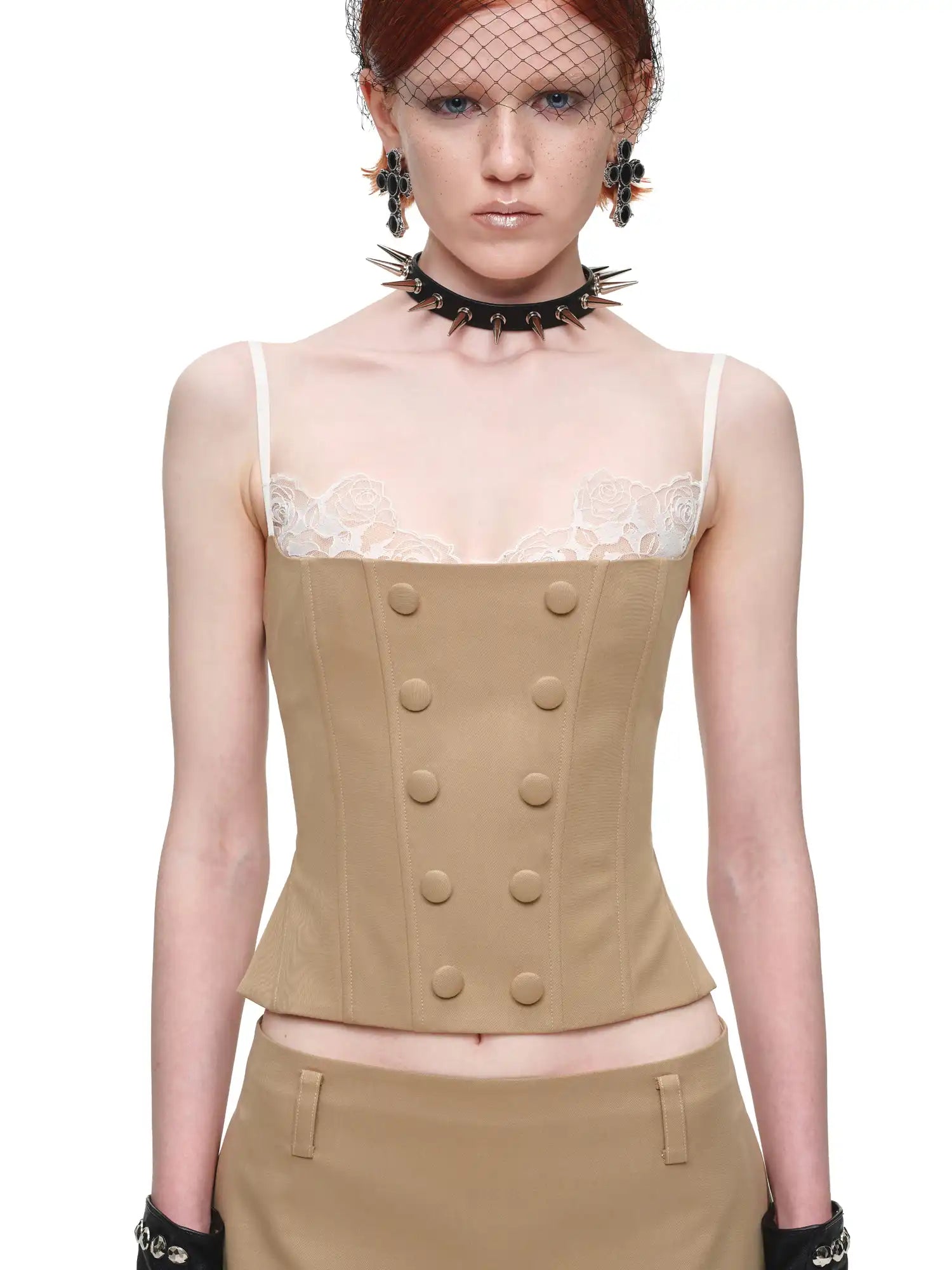 1Jinn Studio Double-Breasted Layered Lace Corset Top | Canton Collective