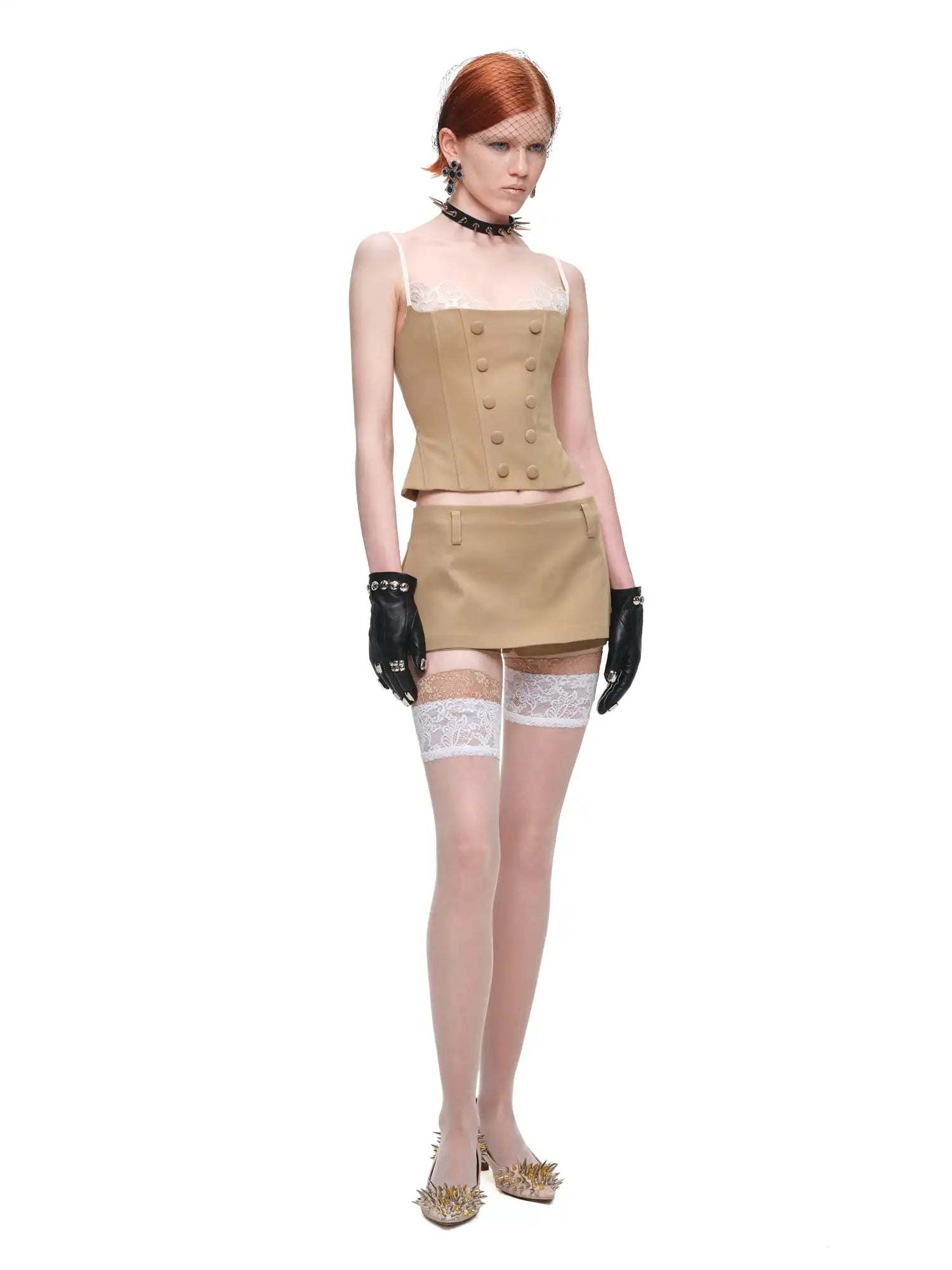1Jinn Studio Double-Breasted Layered Lace Corset Top | Canton Collective
