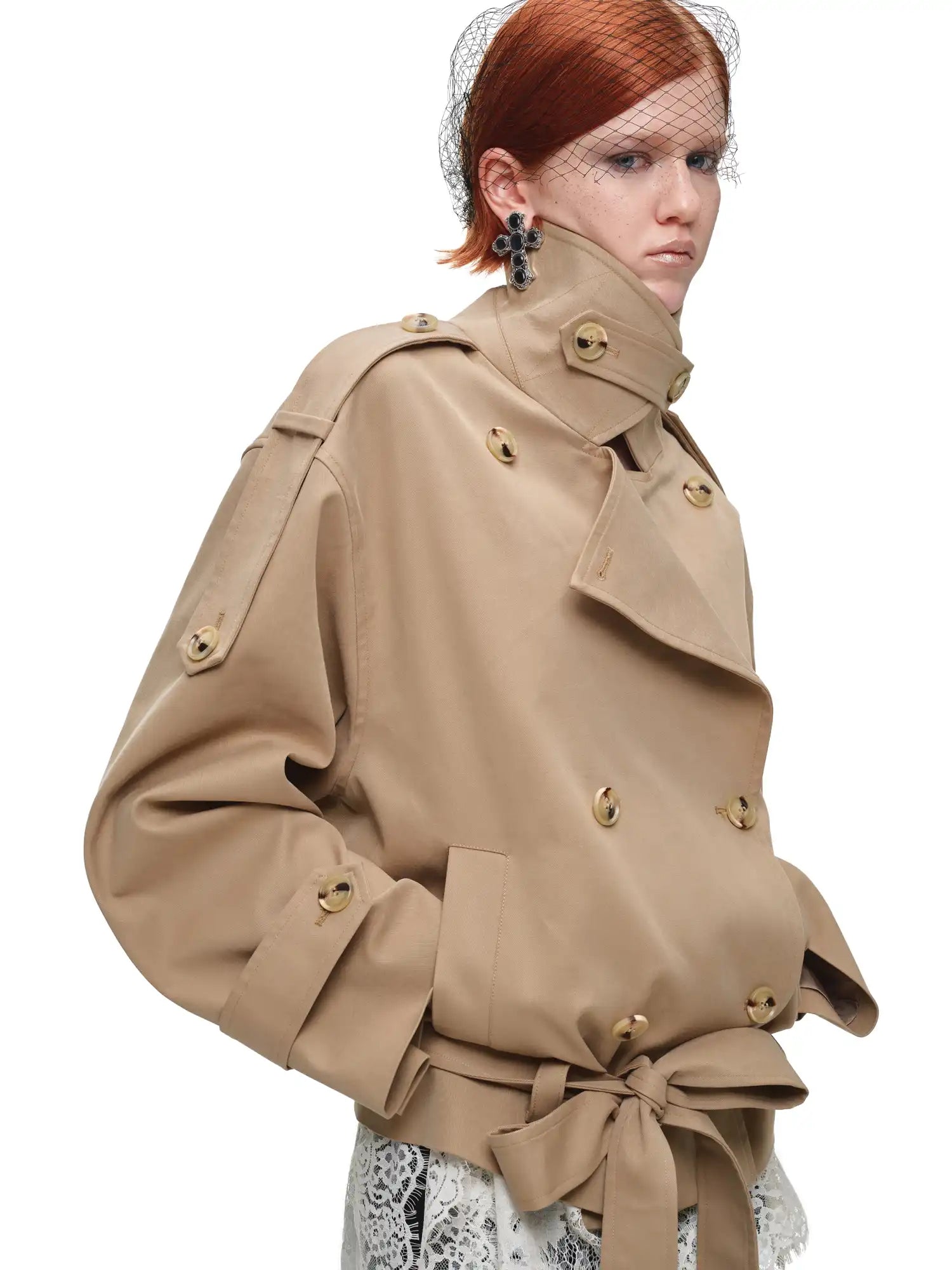 1Jinn Studio Double-Breasted Oversized Crop Trench Coat | Canton Collective