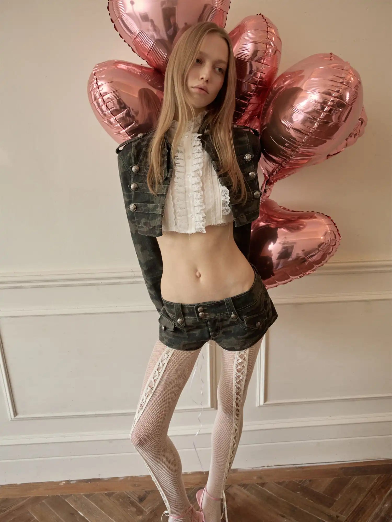 1Jinn Studio Double Breasted Camo Low Rise Hot Pants Shorts | Canton Collective