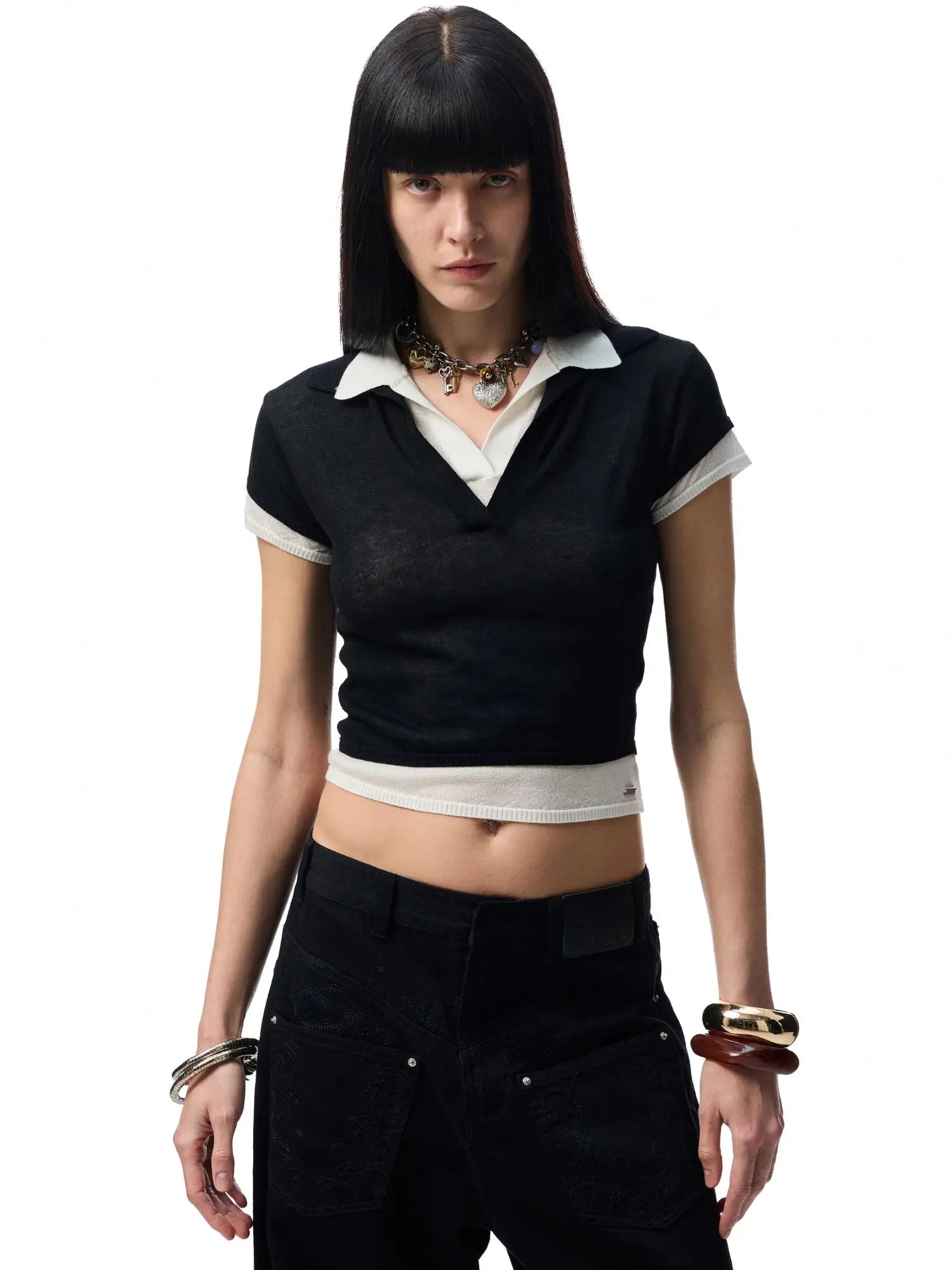 1Jinn Studio Dual Collar Crop Tee  | Canton Collective