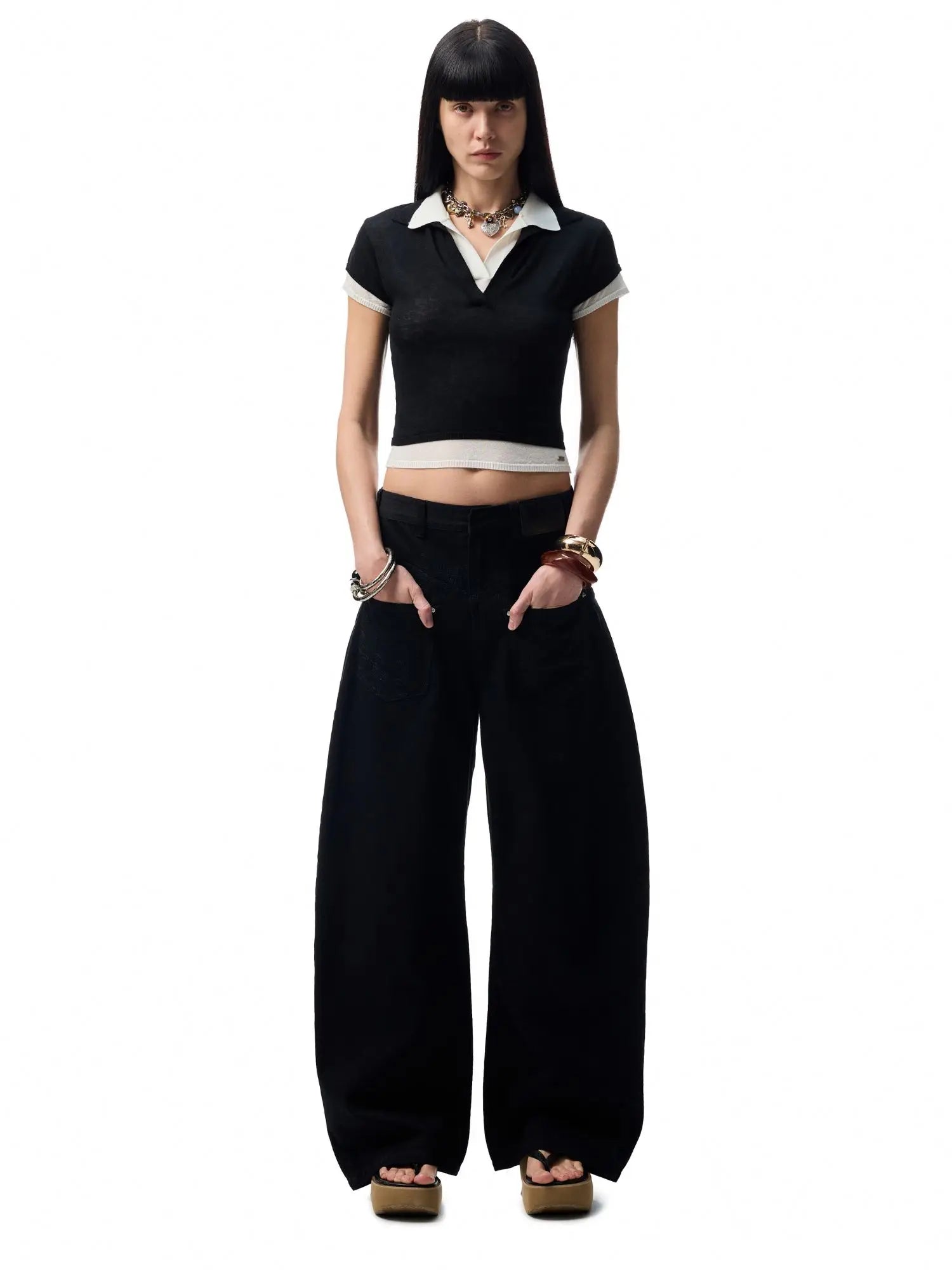 1Jinn Studio Dual Collar Crop Tee  | Canton Collective