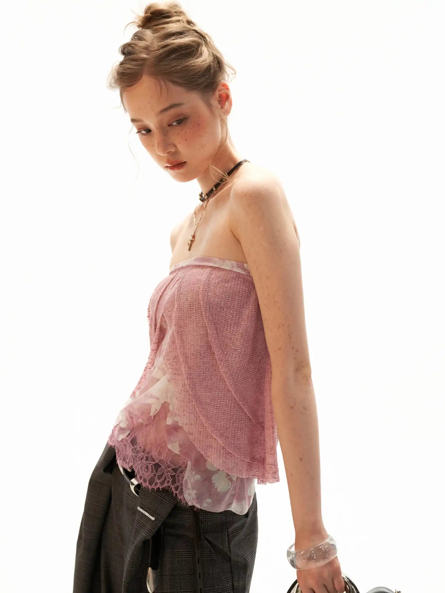 MAMC Dusty Rose Layered Gauze Bandeau Top | Canton Collective