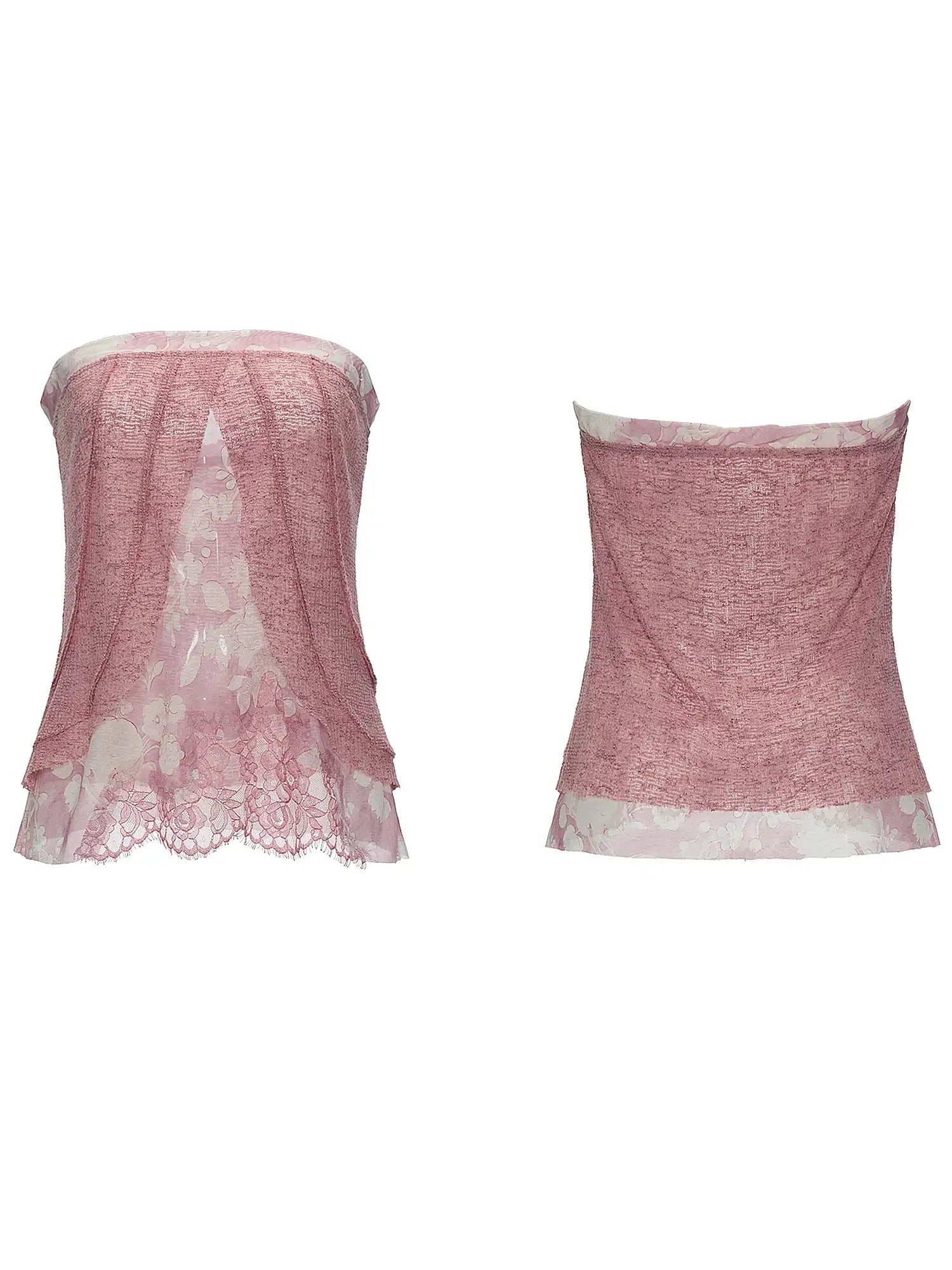 MAMC Dusty Rose Layered Gauze Bandeau Top | Canton Collective