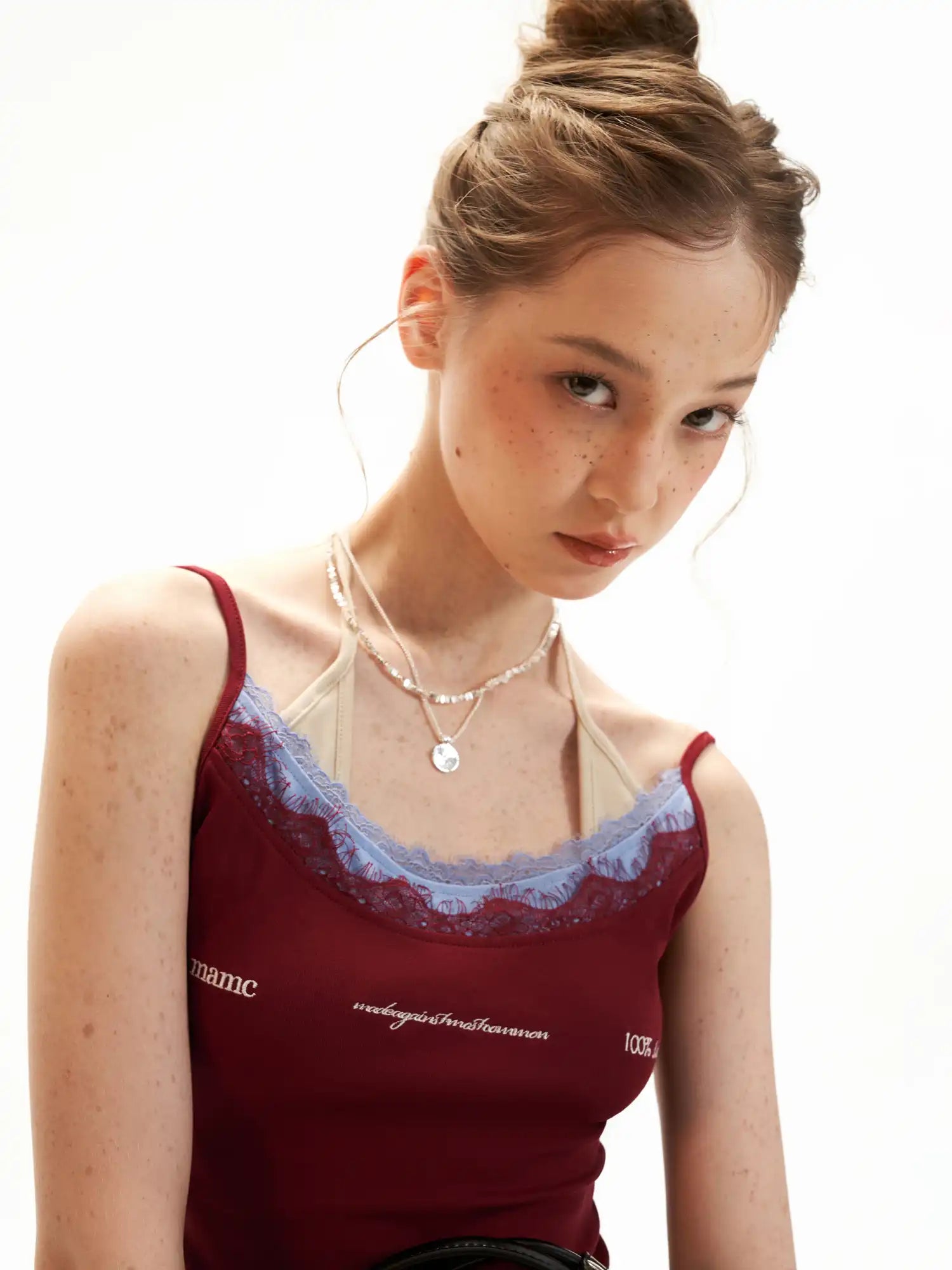 MAMC Embroidered Layered Lace Trim Tank Top | Canton Collective