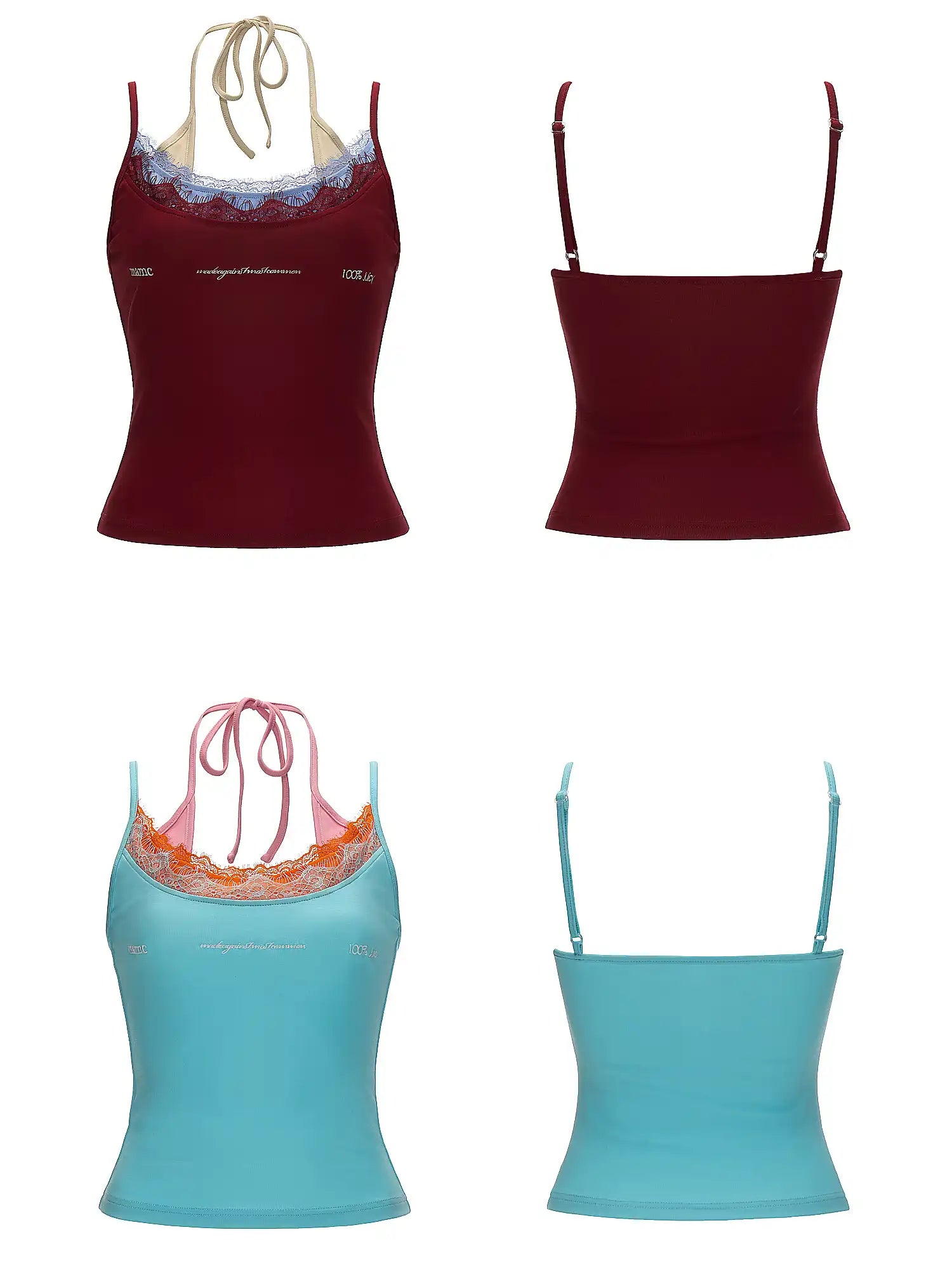 MAMC Embroidered Layered Lace Trim Tank Top | Canton Collective
