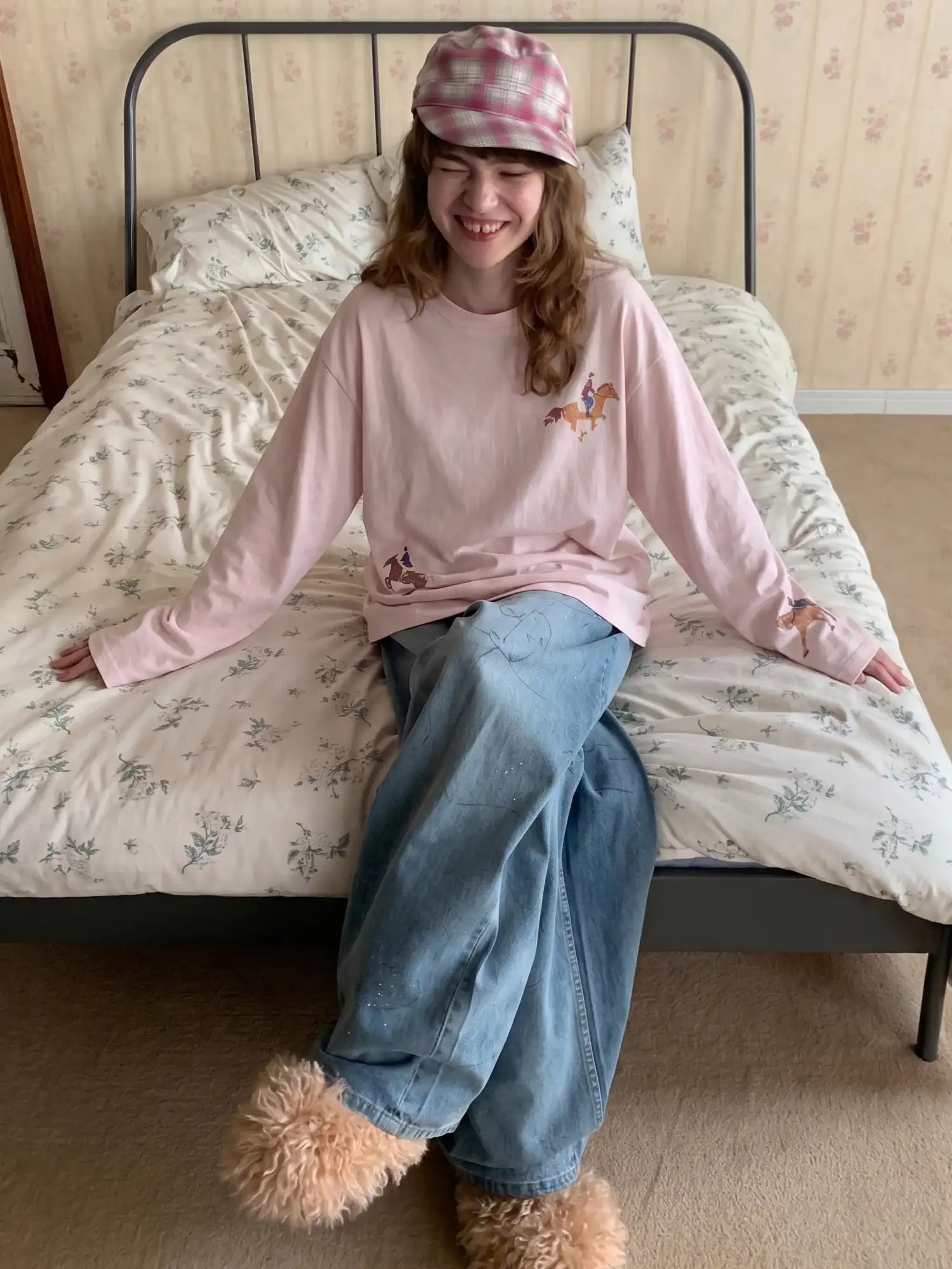 CantonCollective Design Equestrian Print Drop-Shoulder Long Sleeve Top | Canton Collective