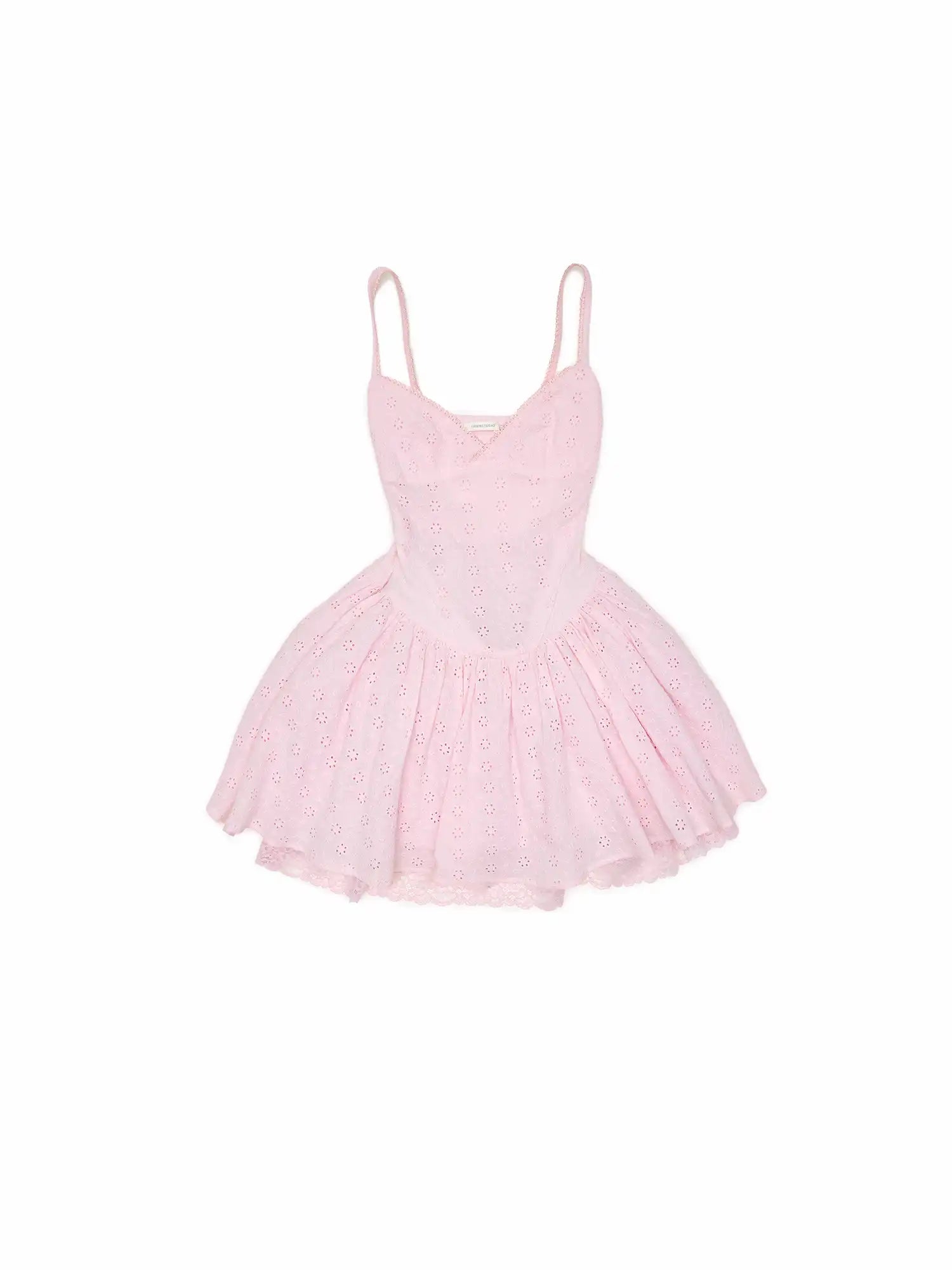 1Jinn Studio Eyelet & Jacquard Corset Mini Dress with Deep V | Canton Collective