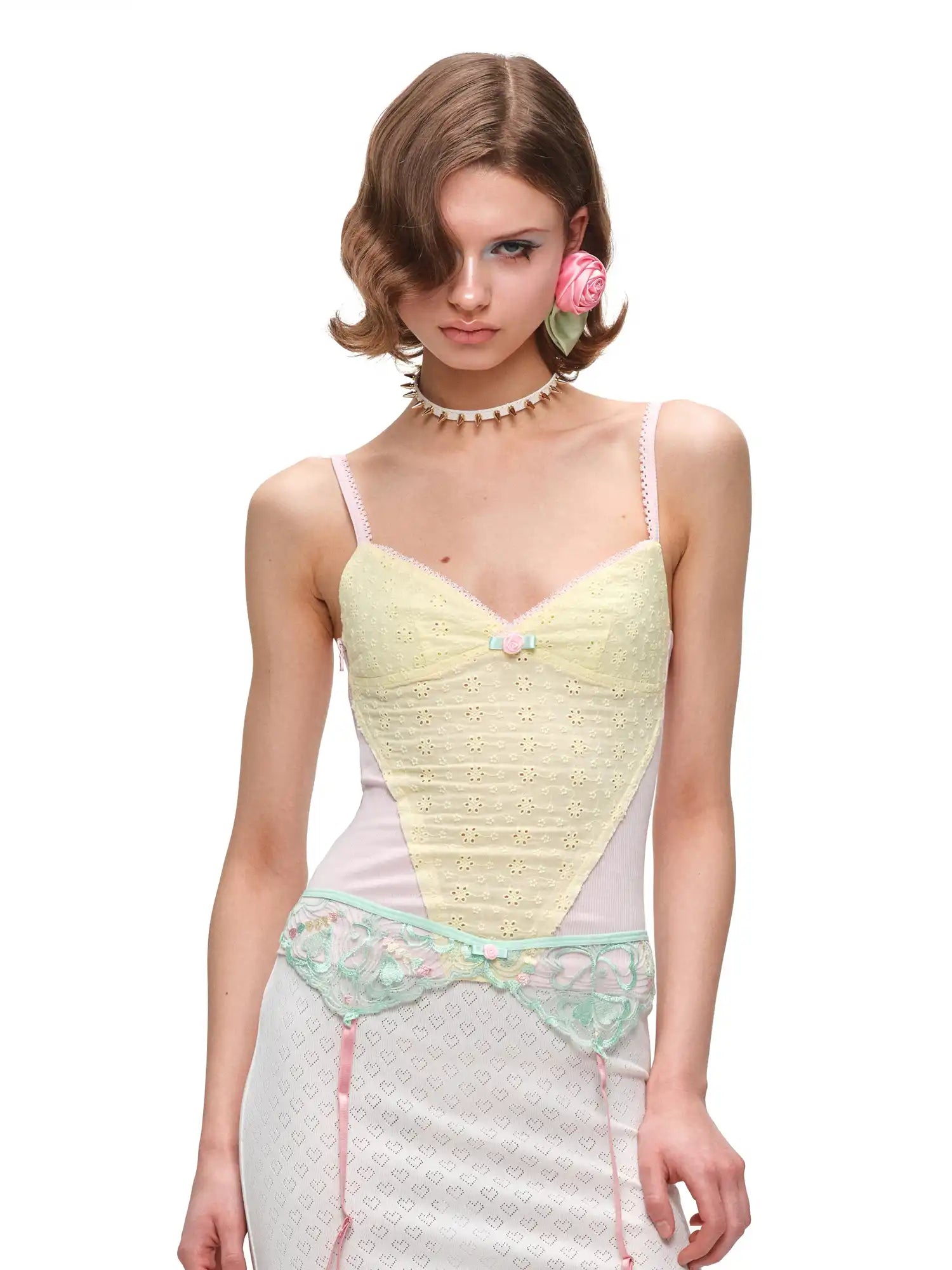1Jinn Studio Eyelet Tank Top with Panel Ribbed Knit Camisole | Canton Collective