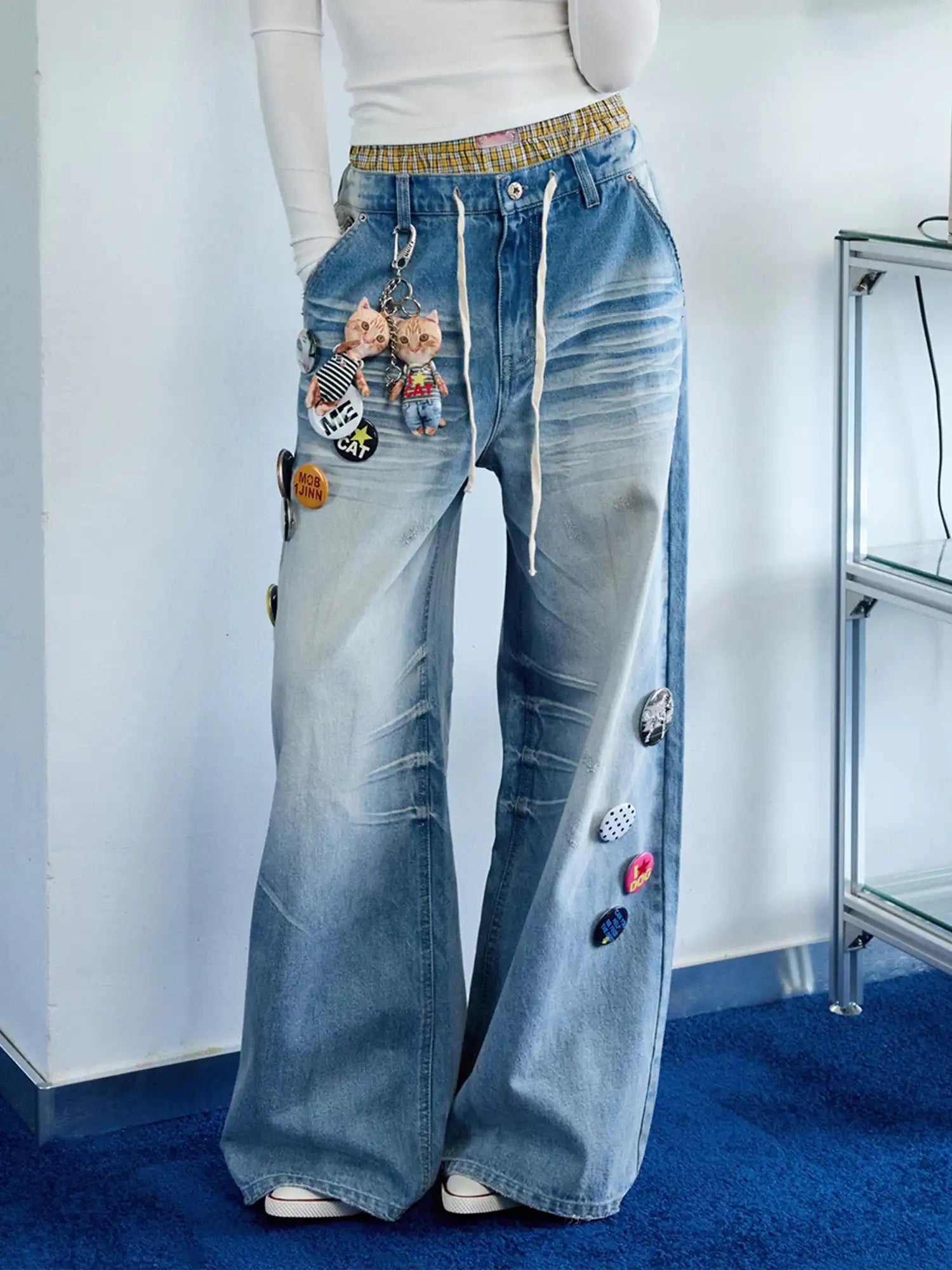 1Jinn Studio Faded Denim Wide Leg Jeans Pants | Canton Collective