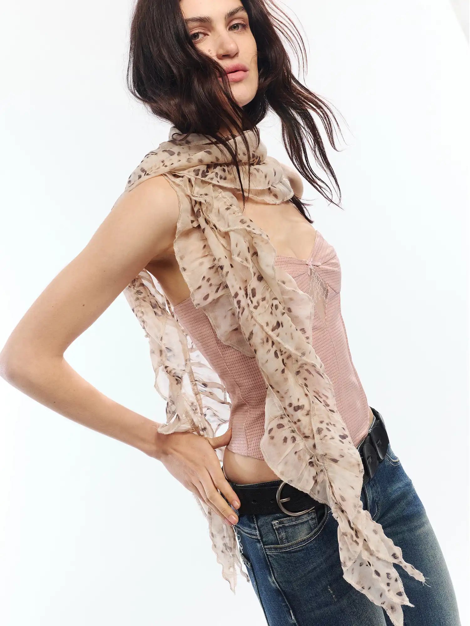 2th Desire Faded Leopard Sheer Chiffon Scarf | Canton Collective