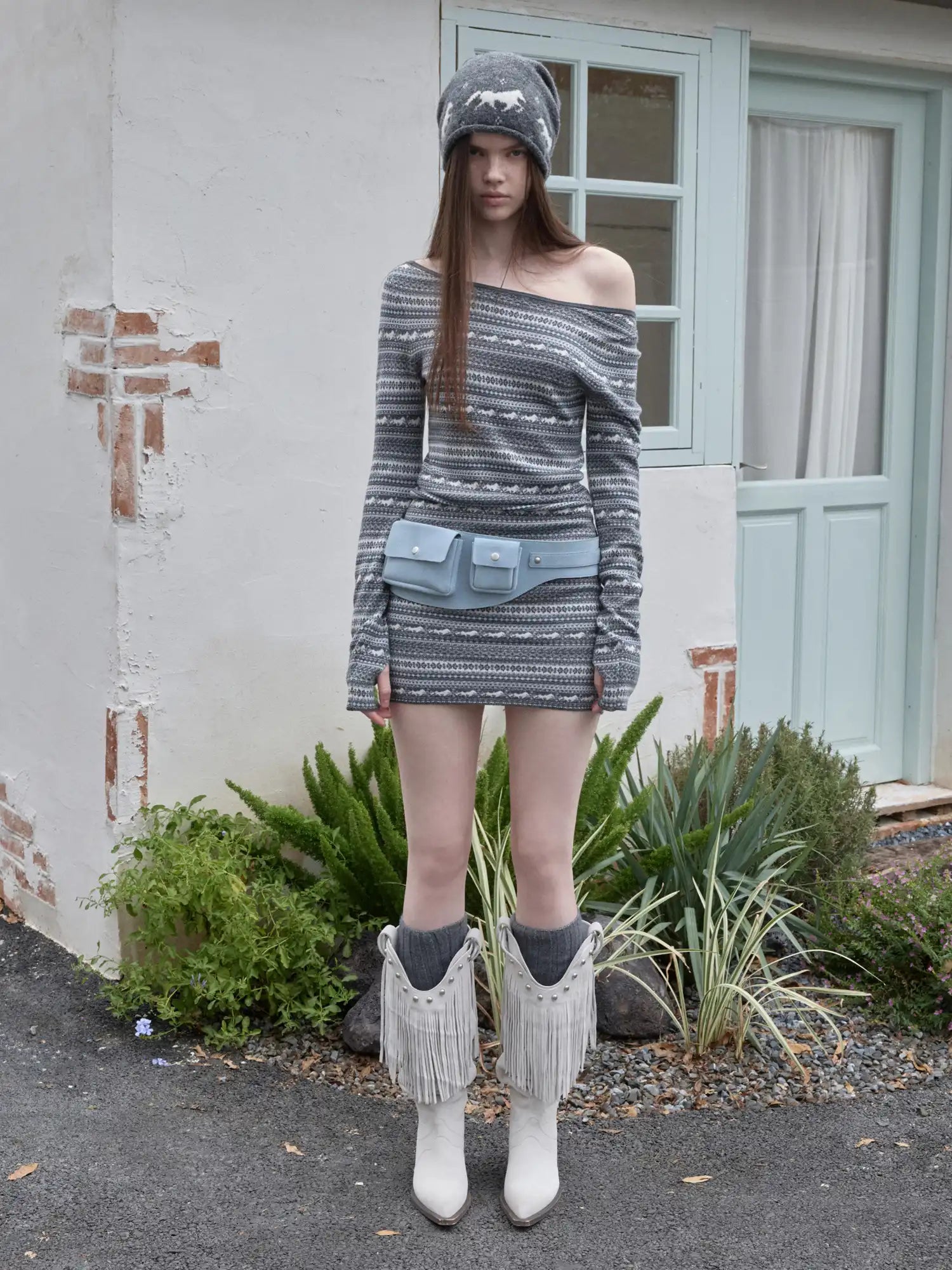 1Jinn Studio Fair Isle Off-Shoulder Dress | Canton Collective