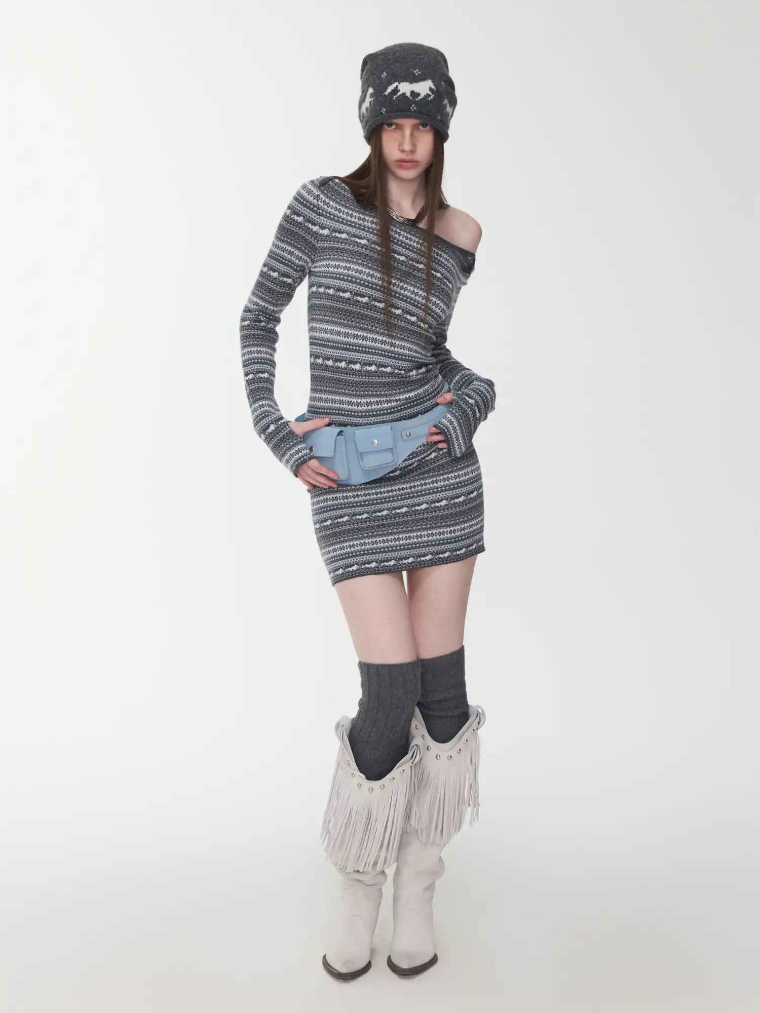 1Jinn Studio Fair Isle Off-Shoulder Dress | Canton Collective