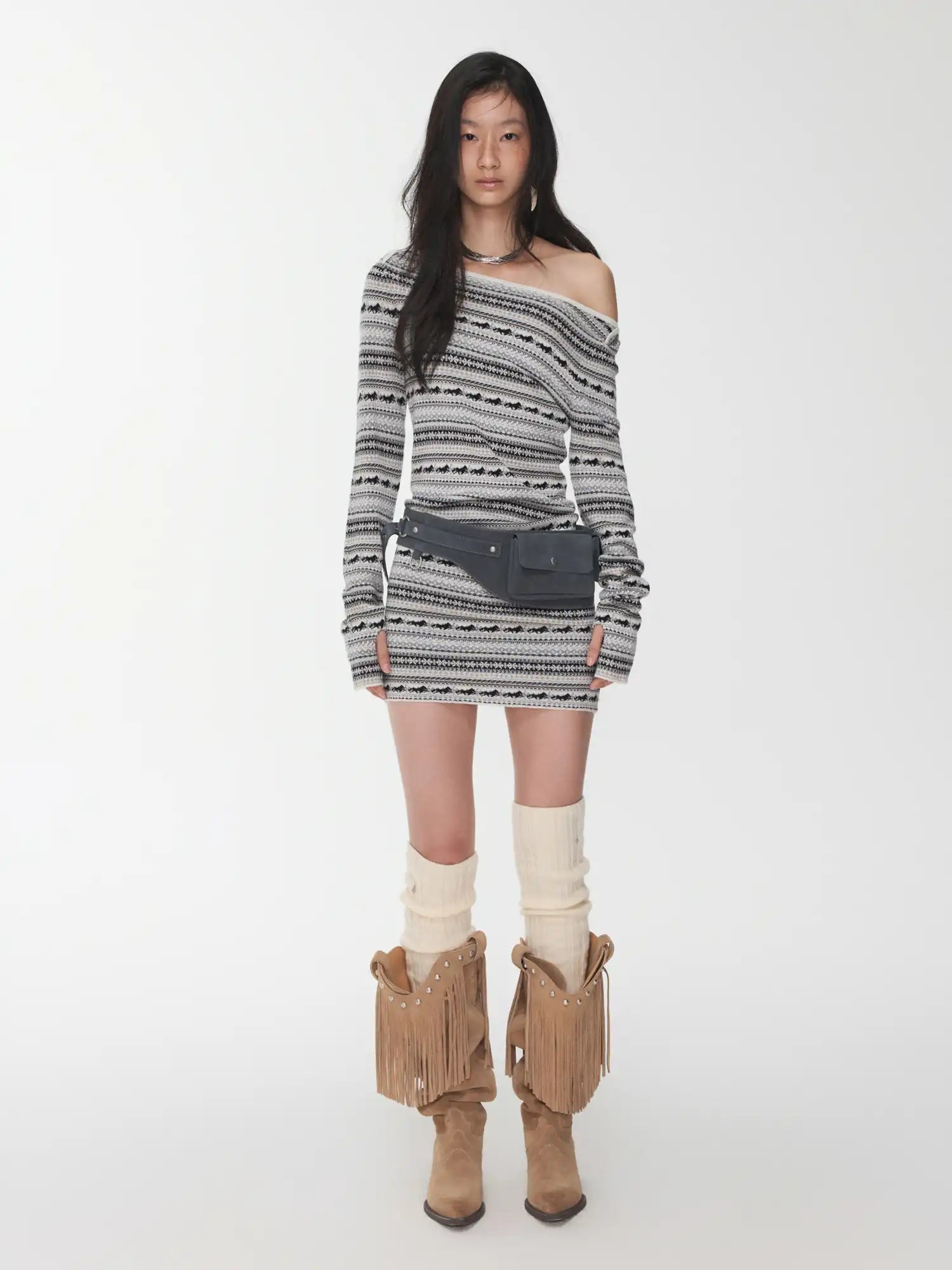 1Jinn Studio Fair Isle Off-Shoulder Dress | Canton Collective